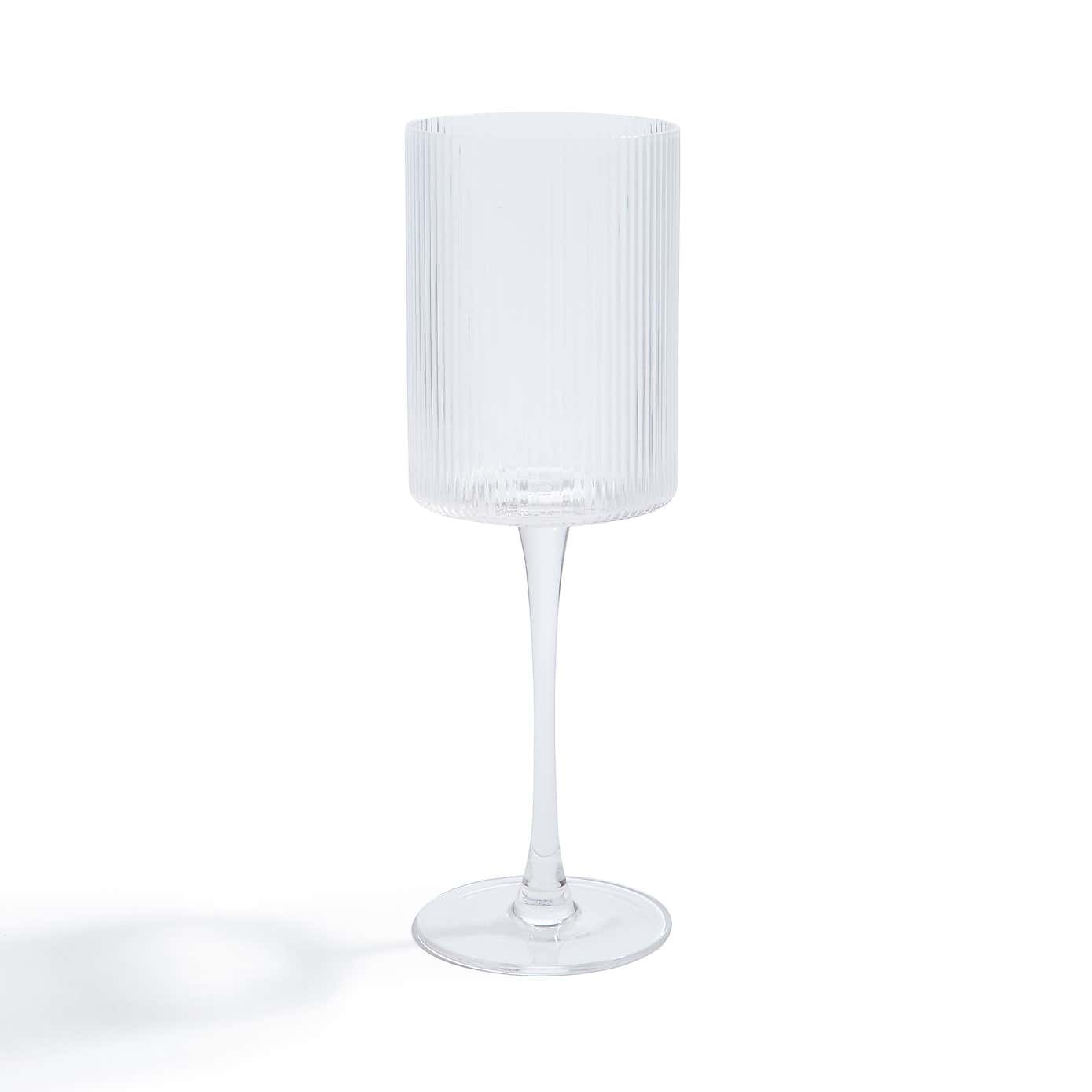 Clear Ribbed Wine Glass
