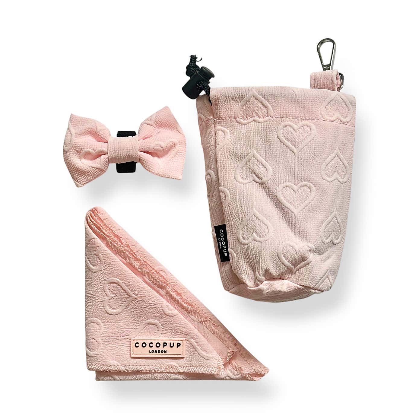 Cocopup Heart Dog Bow Tie, Bandana and Treat Pouch Bundle
