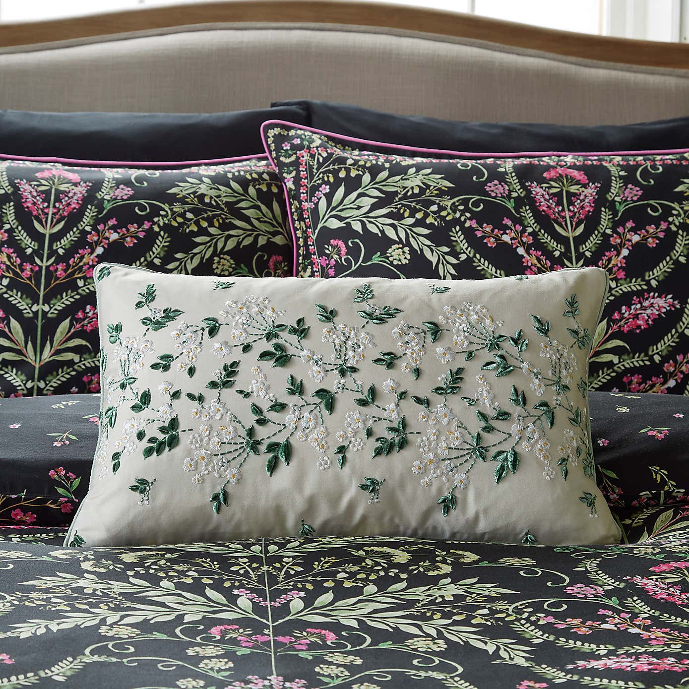 Dorma Botanical Embroidered Rectangle Cushion