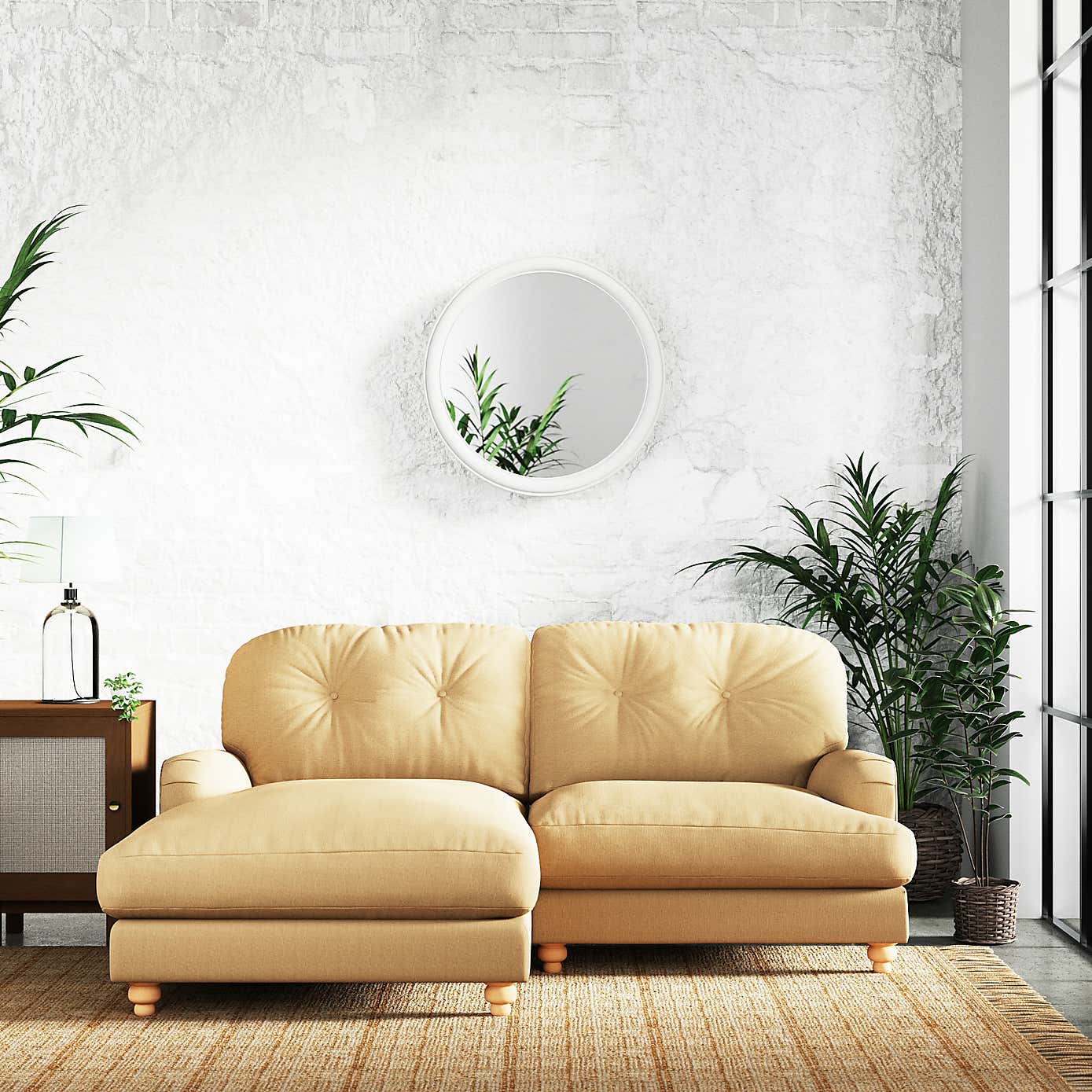 Martha Slub Faux Linen Corner Chaise Sofa