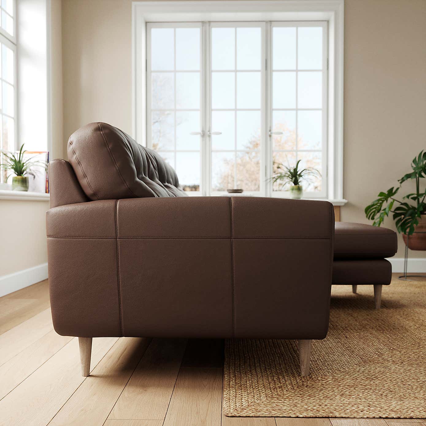 Sven Classic Leather Large Corner Chaise Sofa