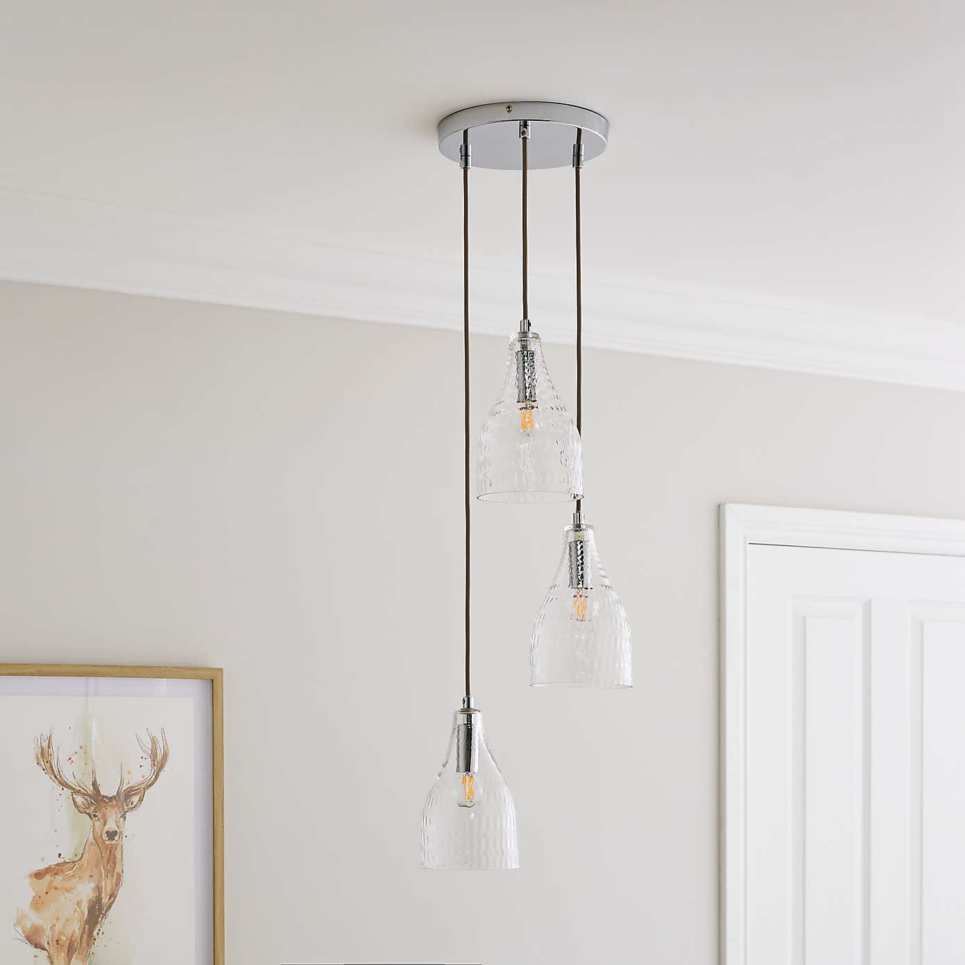 Hannam Recycled Glass 3 Light Diner Cluster Fitting