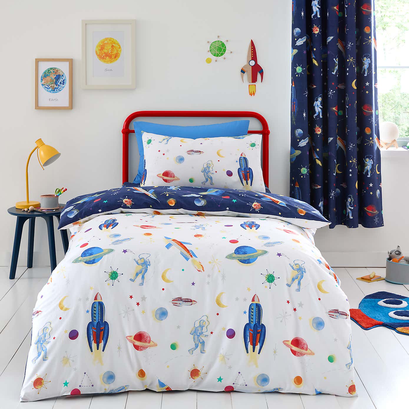 Space 100% Cotton Reversible Duvet Cover and Pillowcase Set