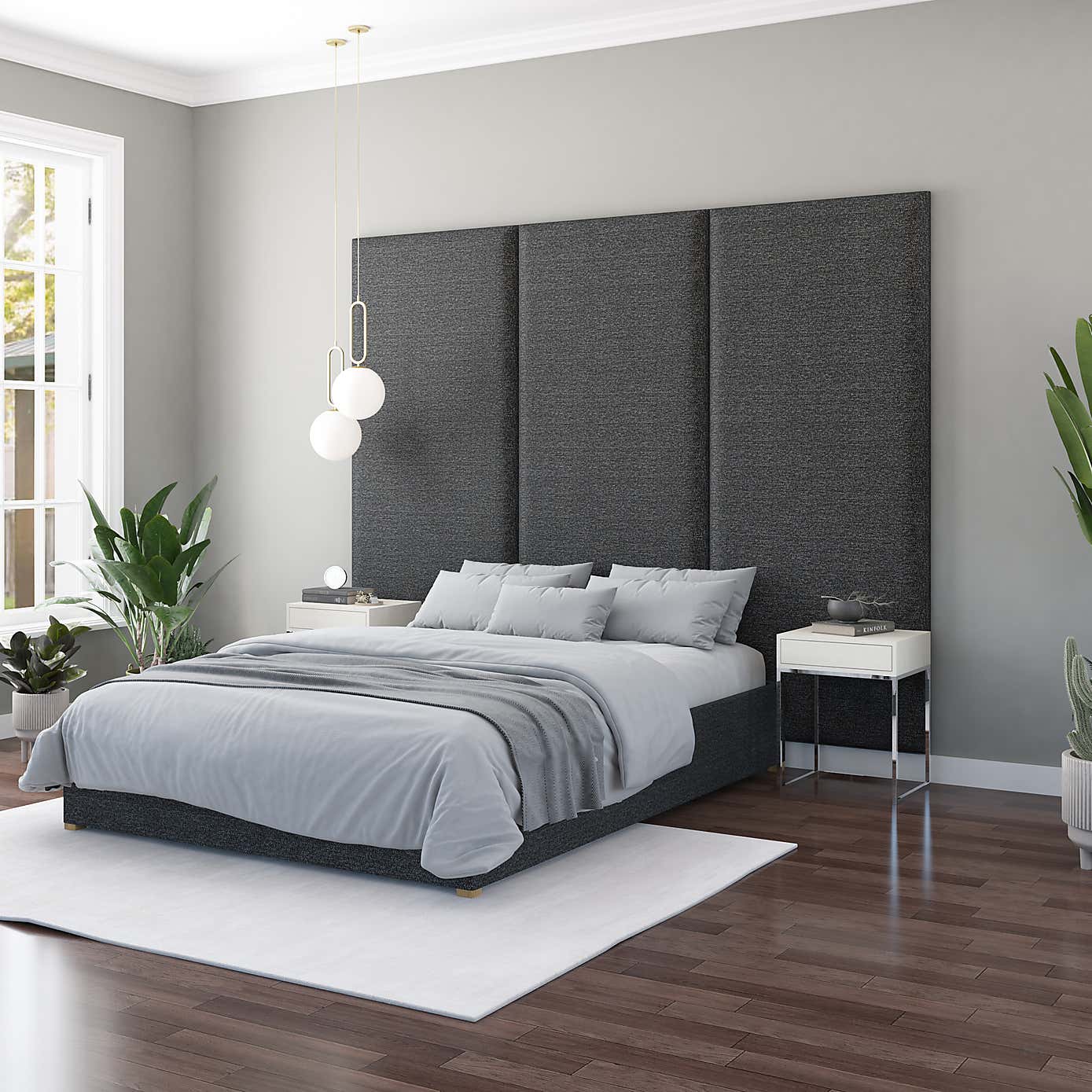 Hanging Wall Panel Dual Mount Saxon Twill Headboard