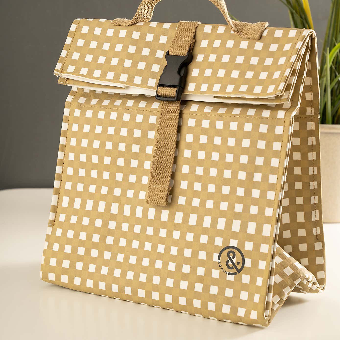 &Again Gingham Paper Cooler Lunch Bag