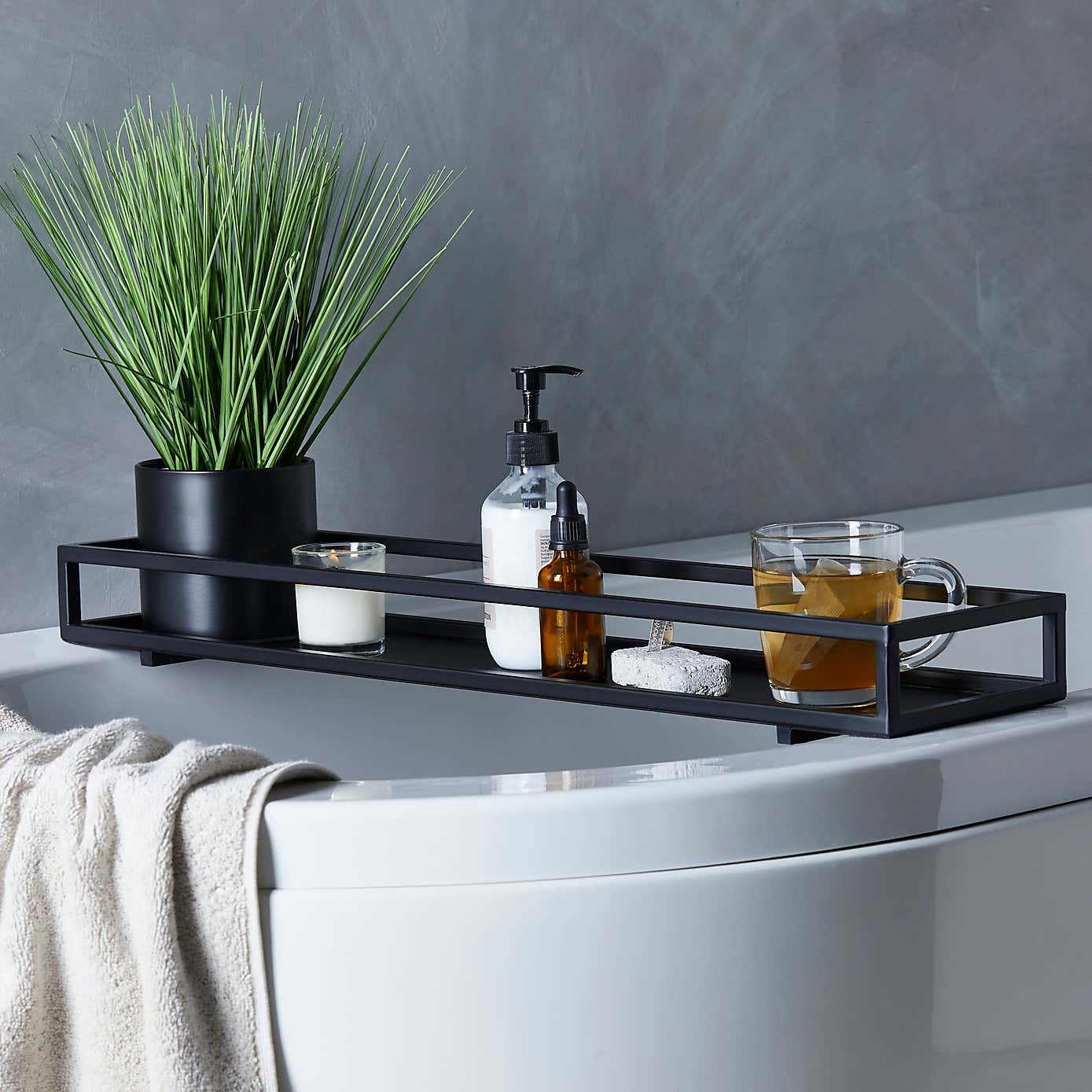 London Matt Black Bath Rack and Plant Stand