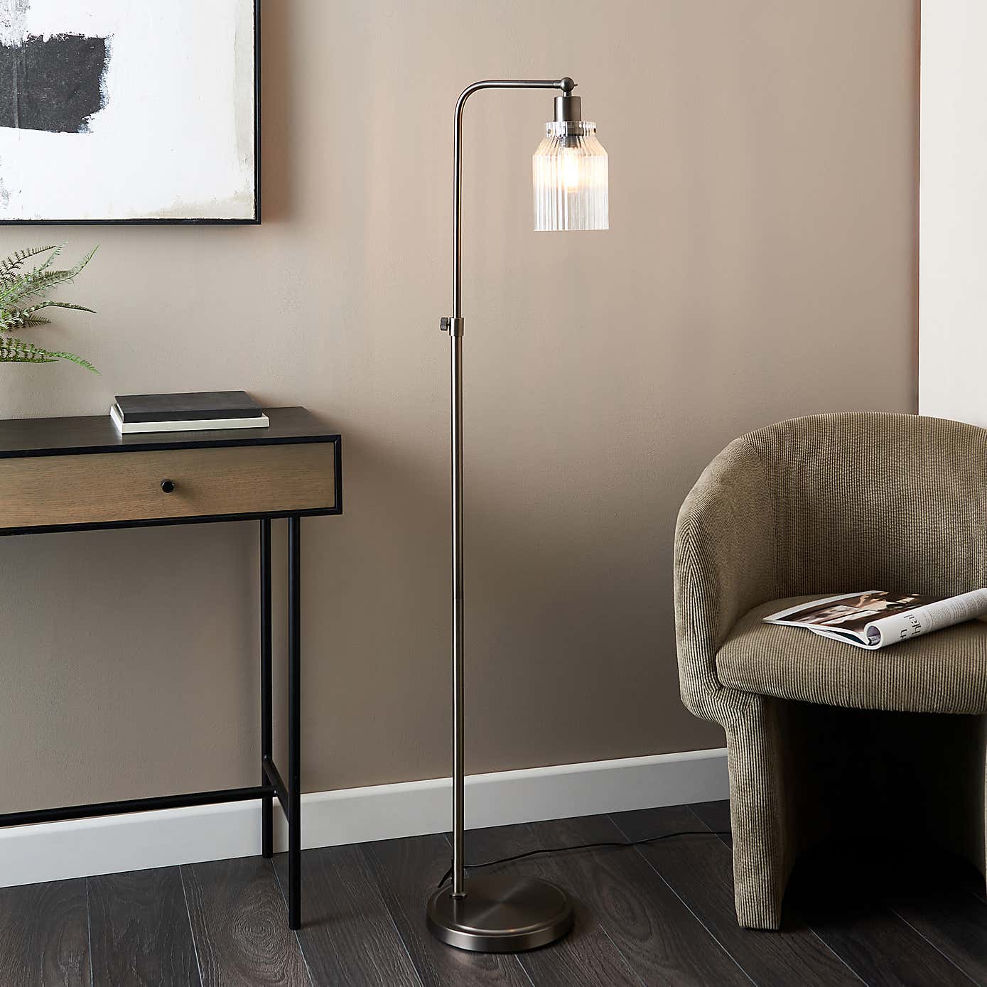 Tobias Industrial Ribbed Adjustable Floor Lamp