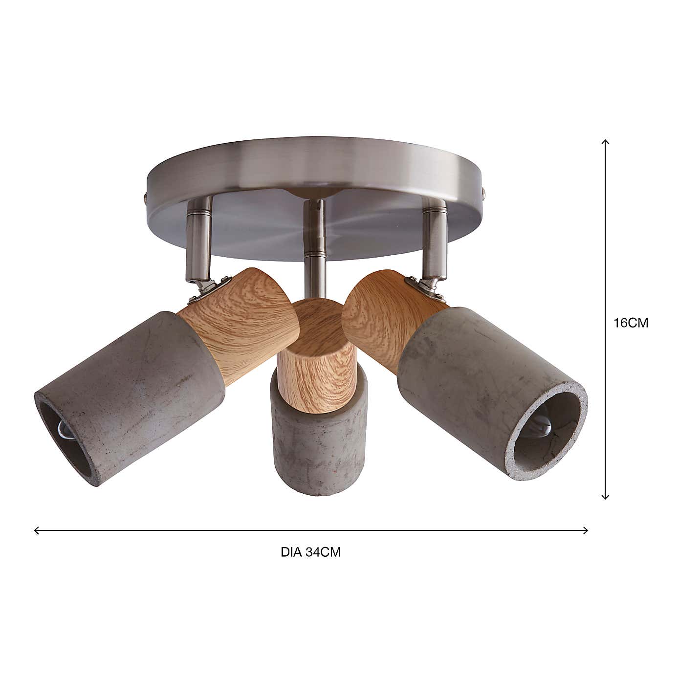 Inka 3 Light Concrete Wood Spotlight