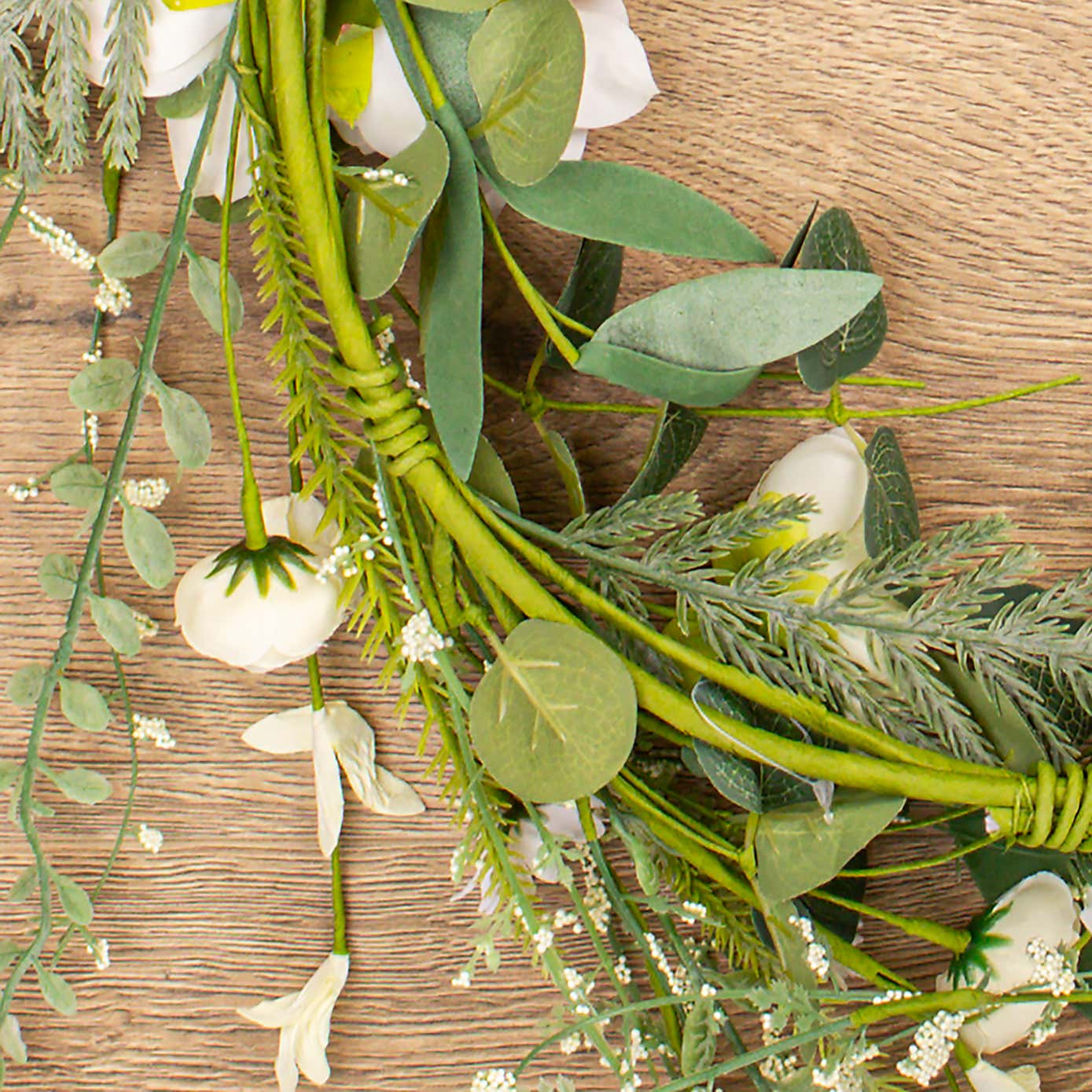 Artificial White Spring Florals Classic Wreath