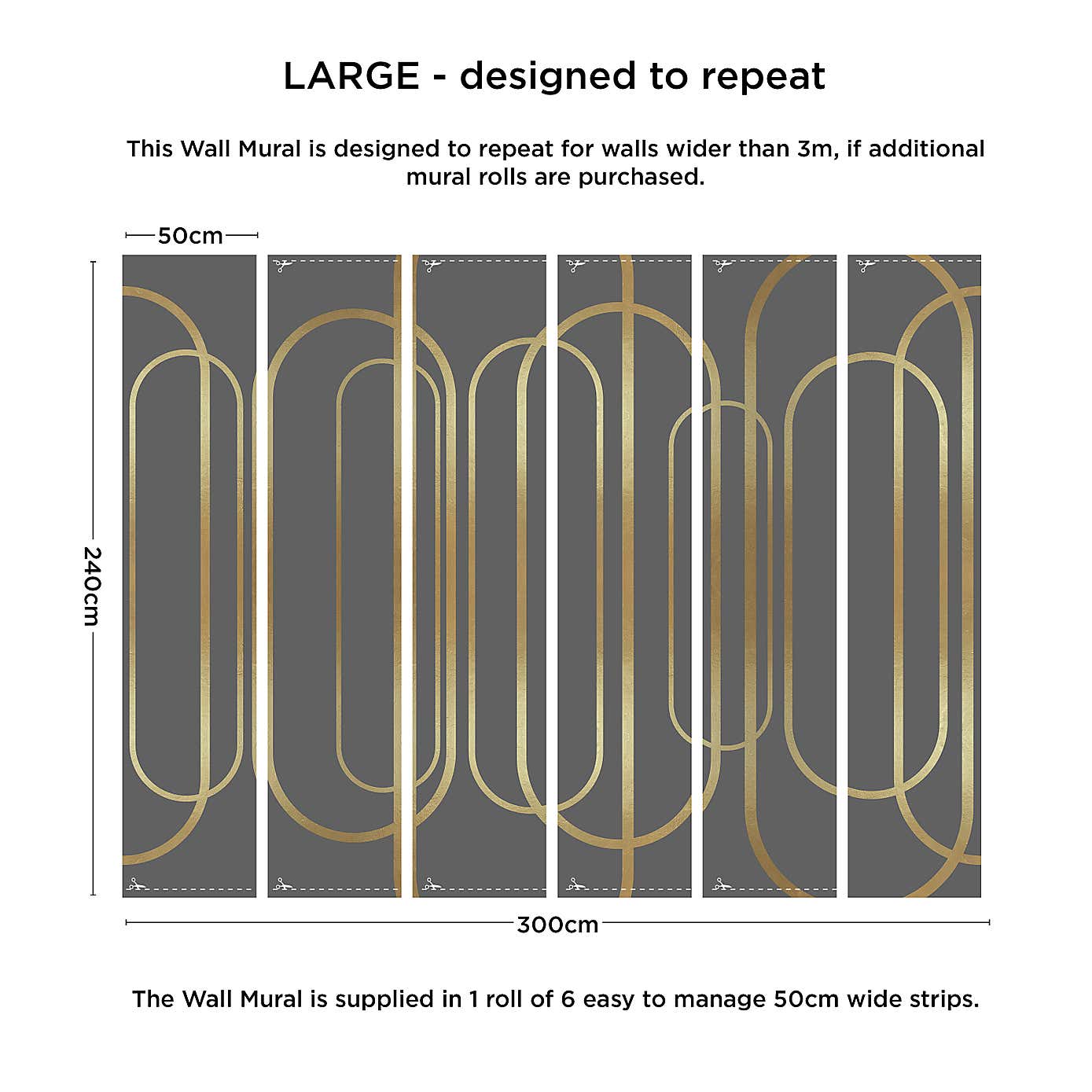Deco Arches Grey Mural