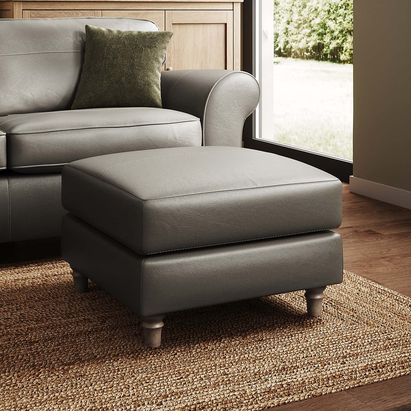 Flori Classic Leather Footstool