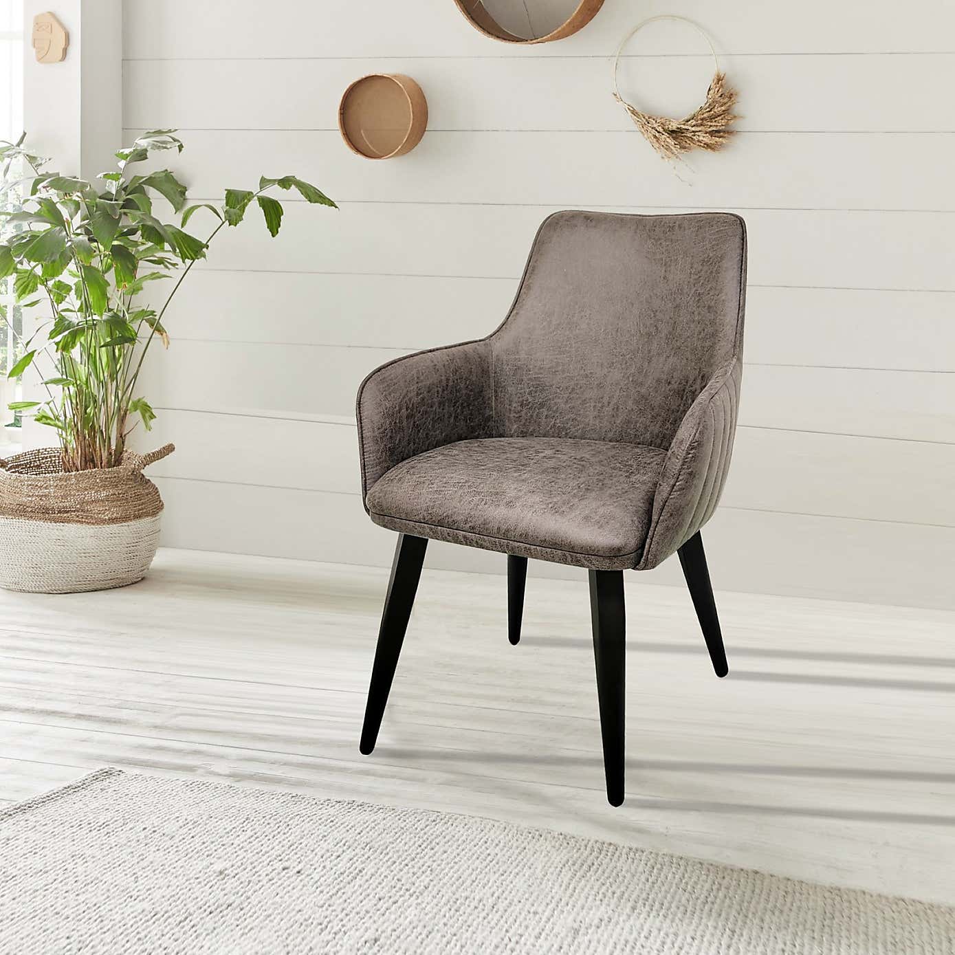 Indus Valley Set of 2 Logan Dining Chairs, Faux Leather