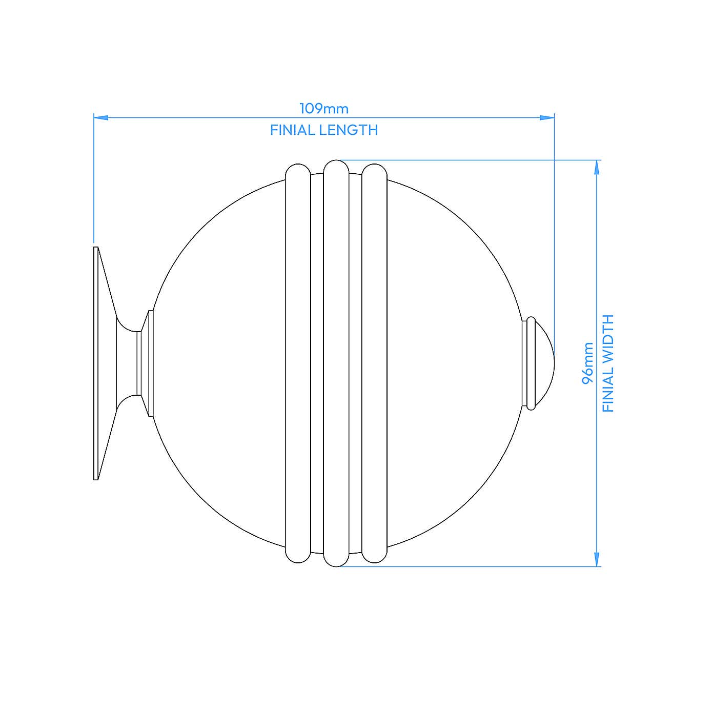 Traditional Ball Fixed Metal Curtain Pole with Rings