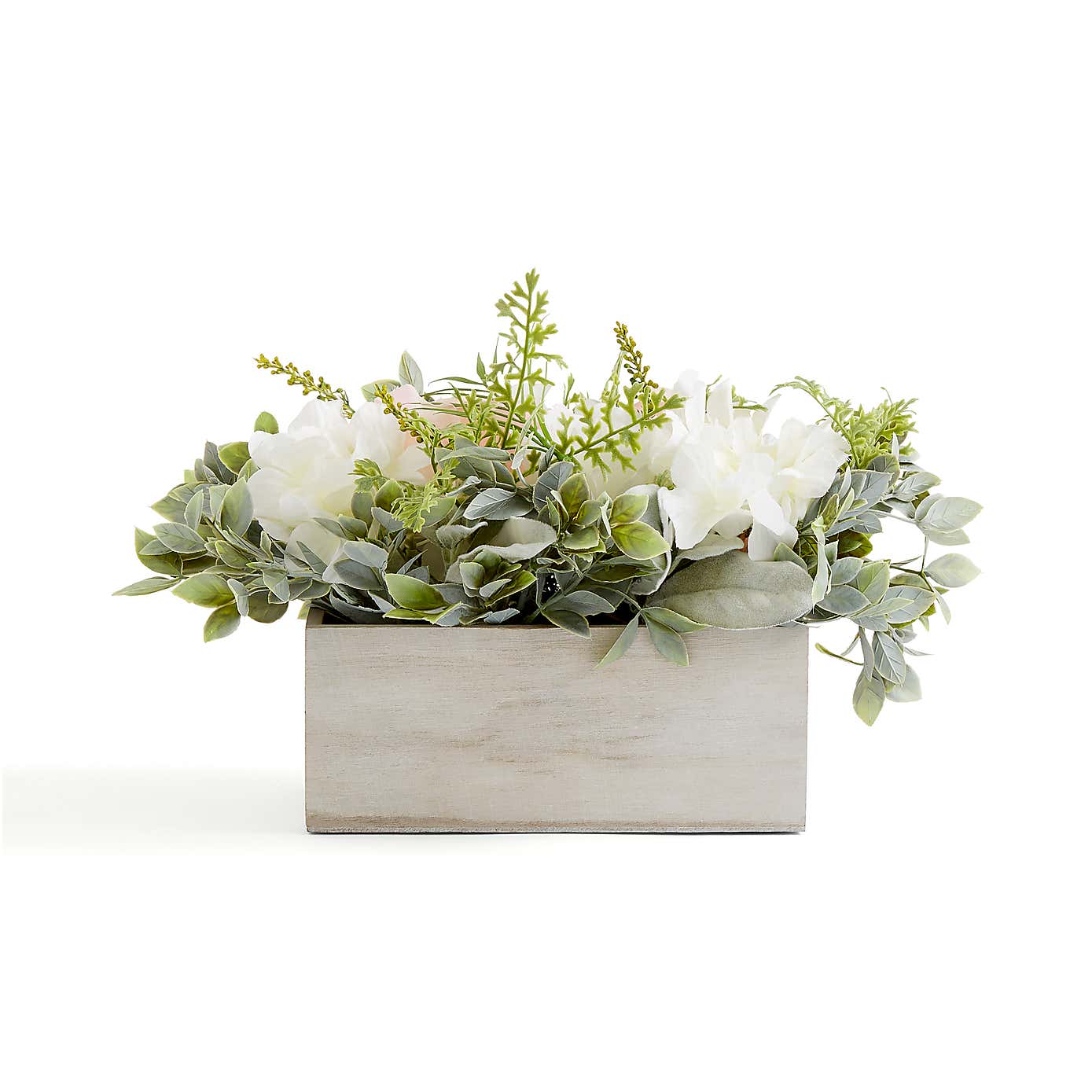 Artificial Bouquet in Grey Wooden Plant Pot