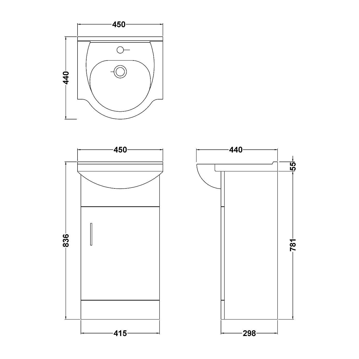 Mayford 1 Door Vanity Unit with Round Basin