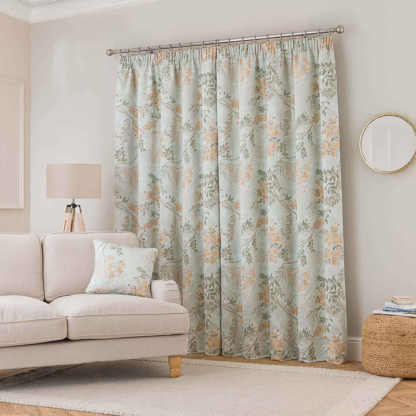 Trailing Wisteria Blackout Pencil Pleat Curtain