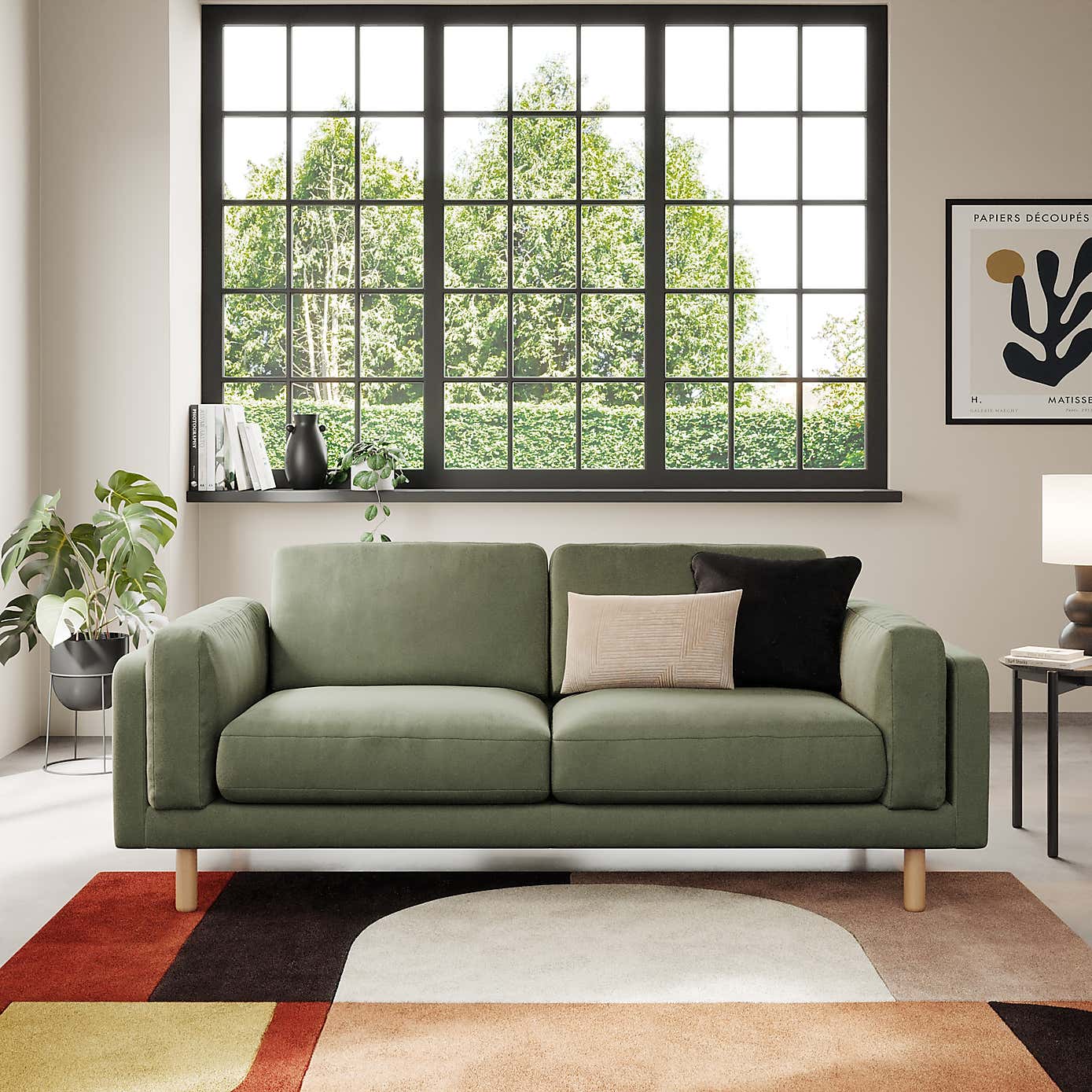 Newton Matte Plush Velvet 3 Seater Sofa