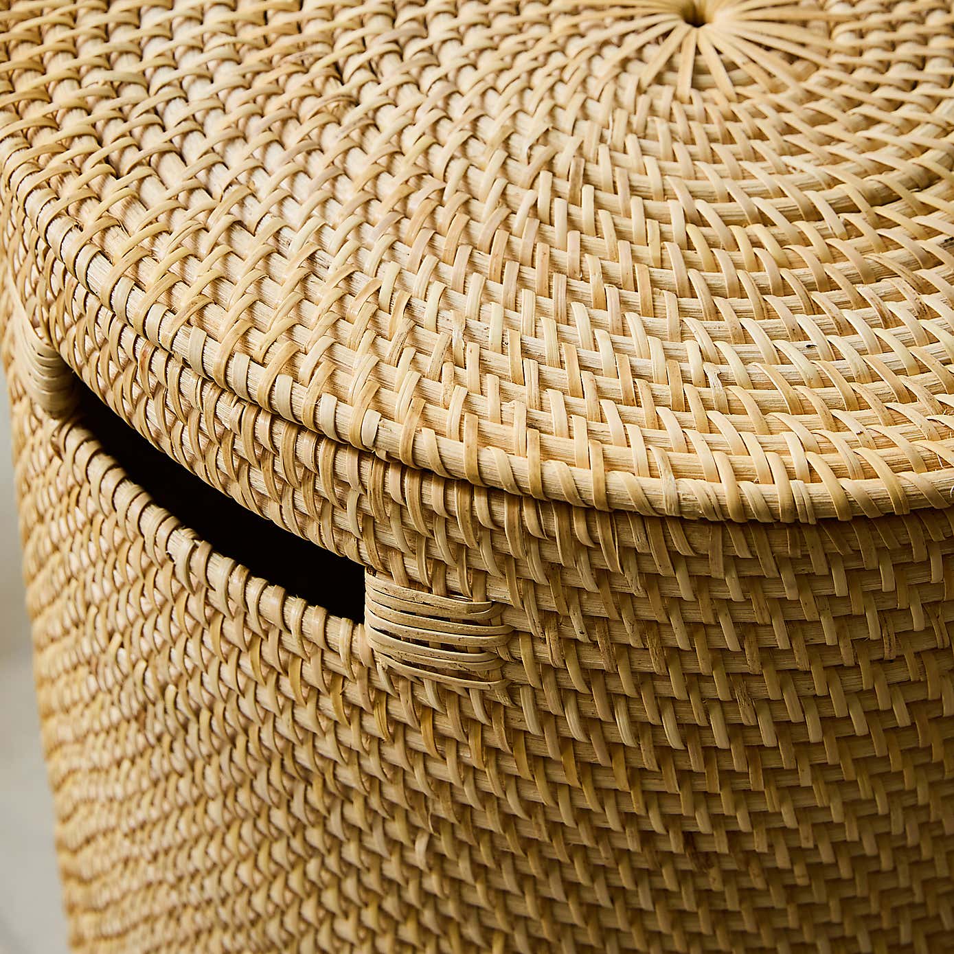 Large Rattan Laundry Basket with Lid