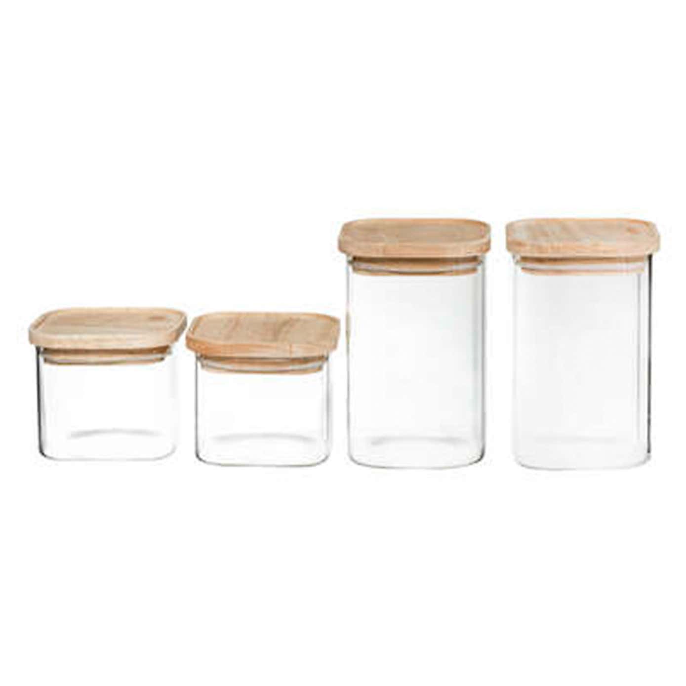 Set of 4 Stacking Glass Storage Jars