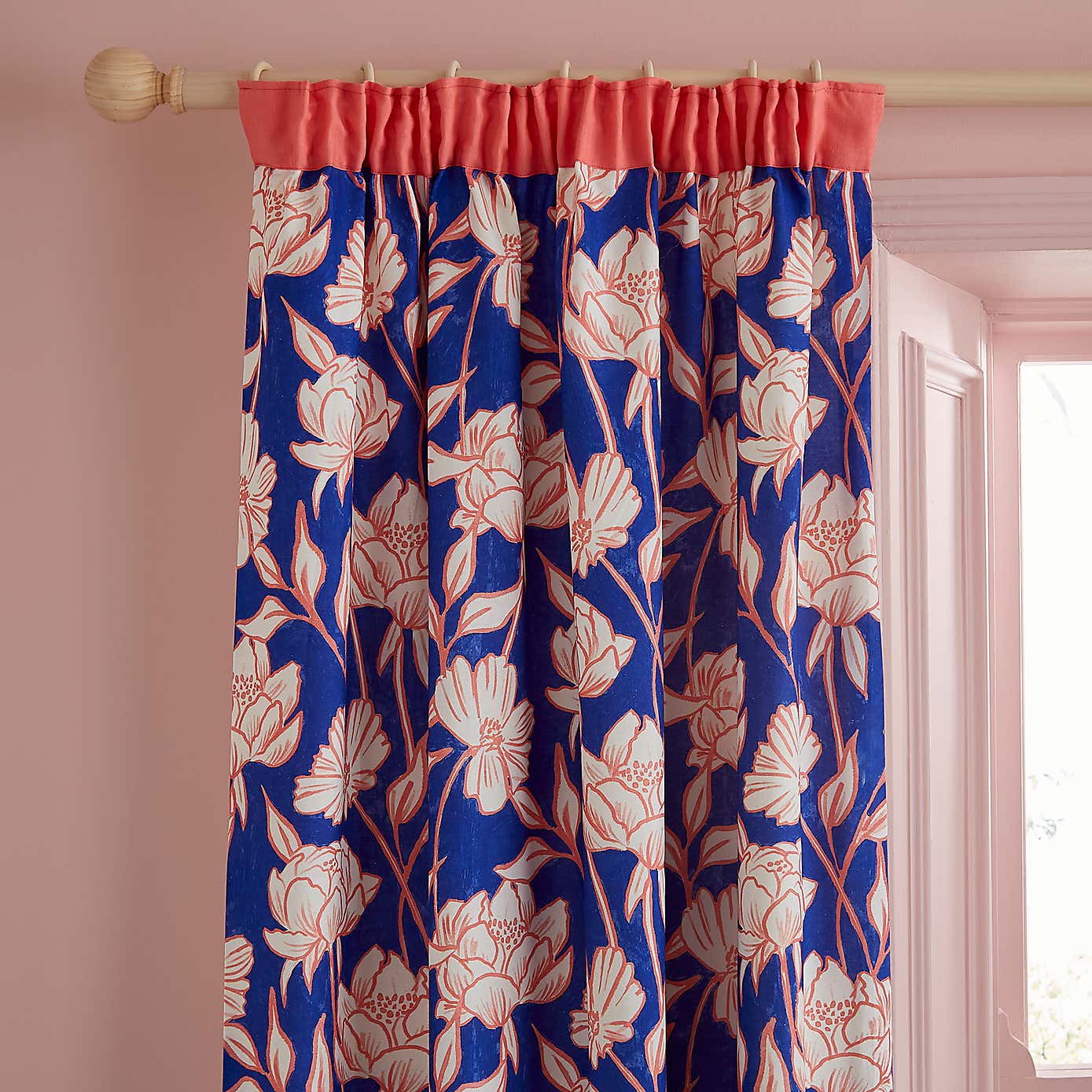 Sophie Robinson Tree Peony Pencil Pleat Single Curtain