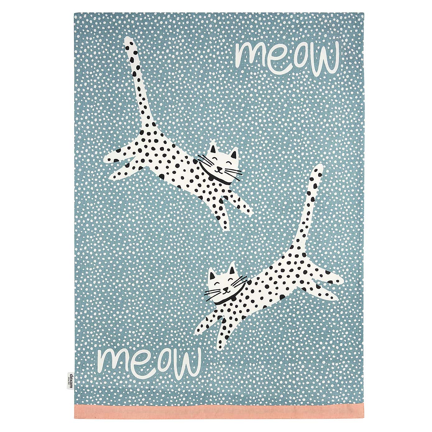 Dexam Meow Set of 2 Cotton Blue Tea Towels