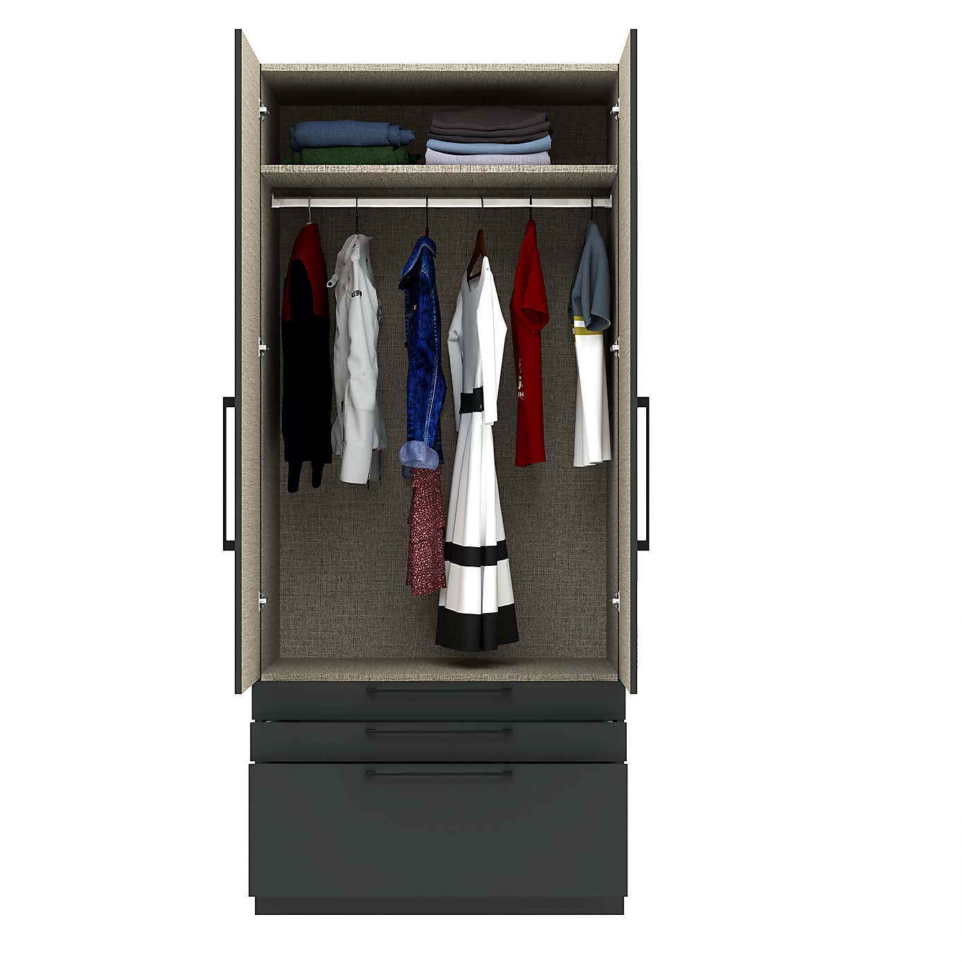 Foster Double 3 Drawer Wardrobe