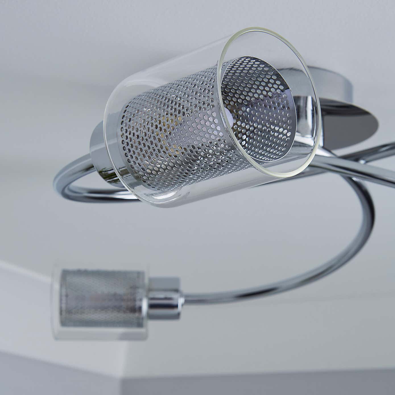 Grace 3 Light Chrome Semi-Flush Ceiling Fitting