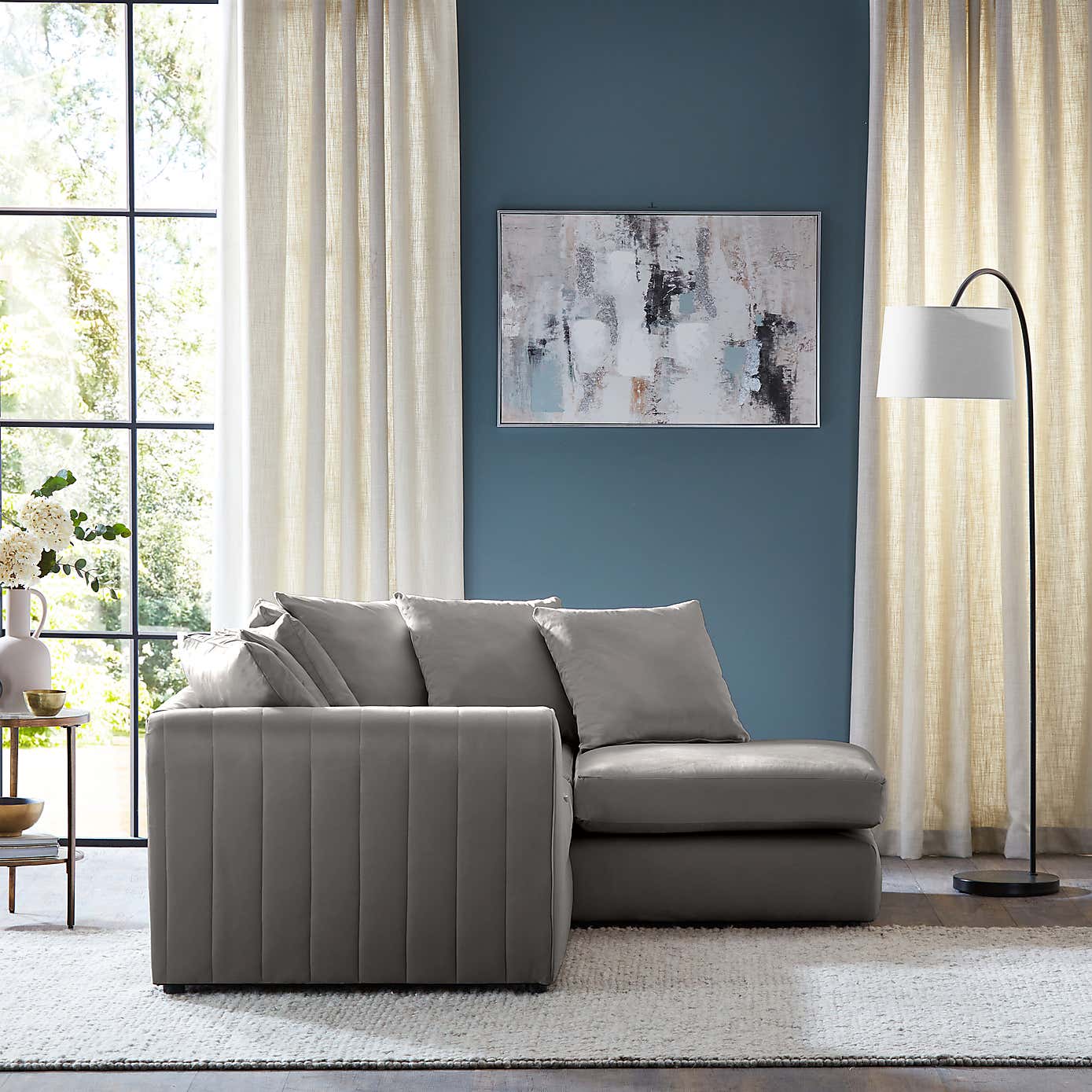 Blake Opulent Velvet Curved Quilted Arm Corner Sofa