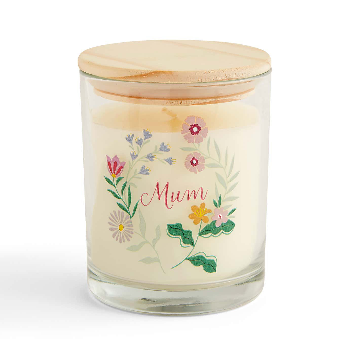 'Mum' Floral Design Linen Candle