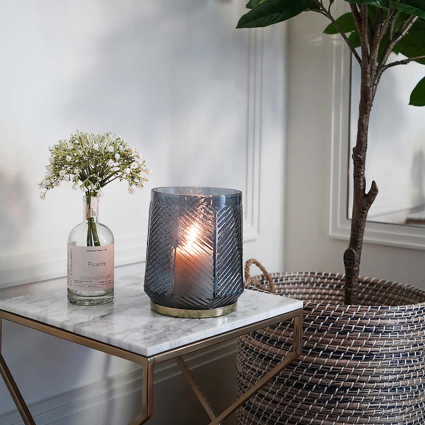 Elm Embossed Candle Holder