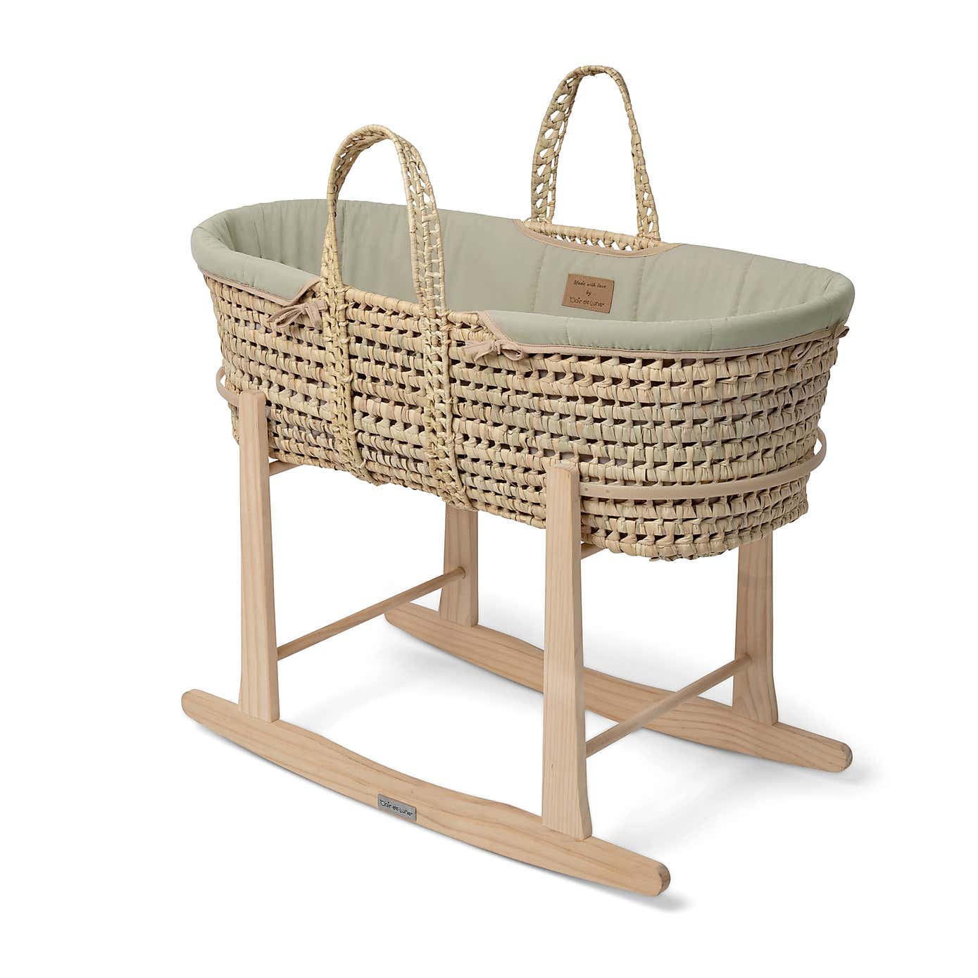 Clair de Lune Organic Palm Moses Basket With Natural Rocking Stand