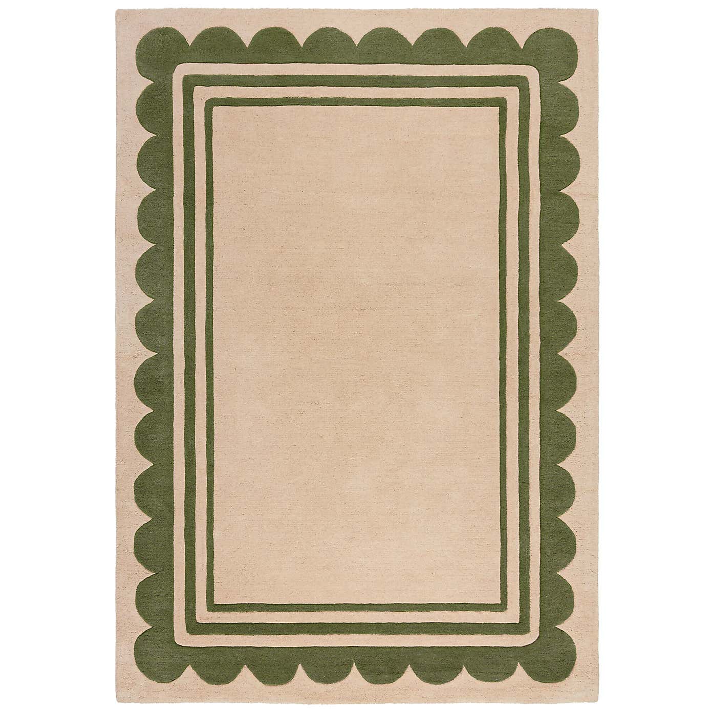 Lois Scallop Border Wool Rug
