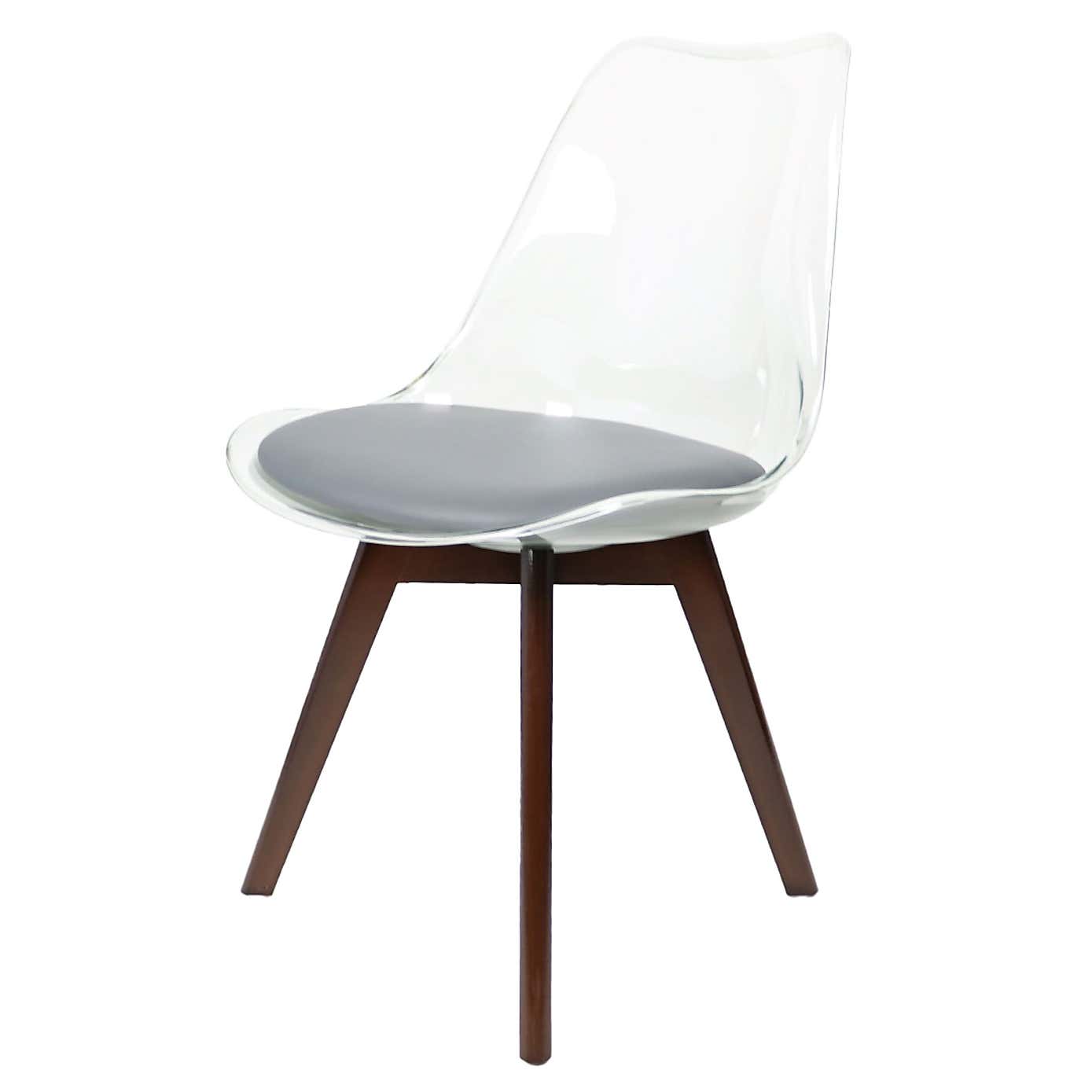Fusion Living Soho Clear Plastic Dining Chair with Squared Legs
