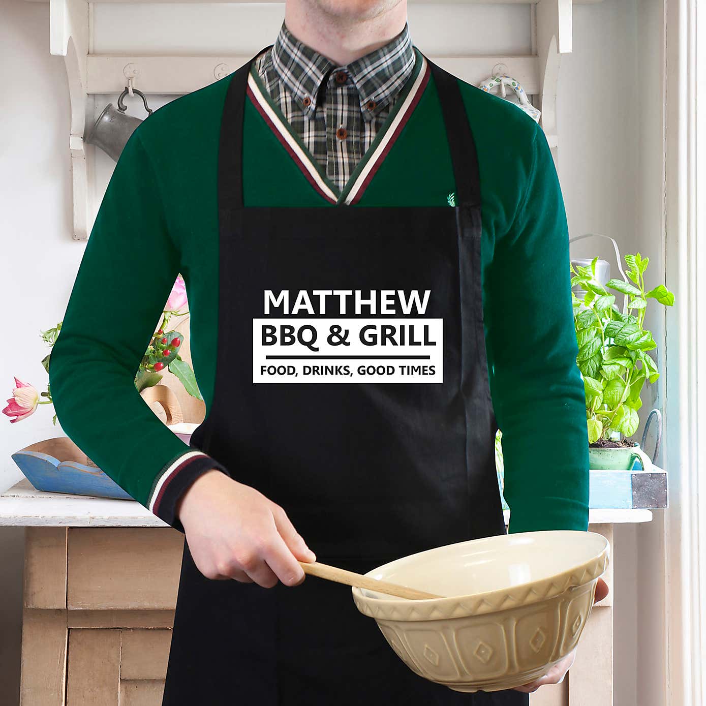 Personalised BBQ and Grill Black Apron