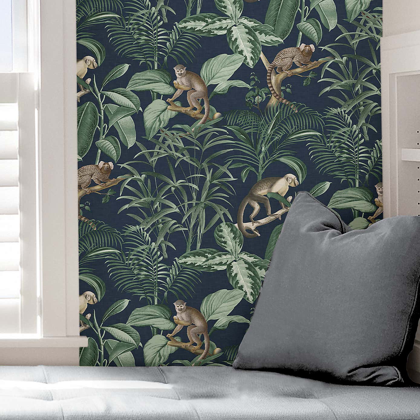 Nu Wall Self Adhesive Jungle Luxe Navy Wallpaper