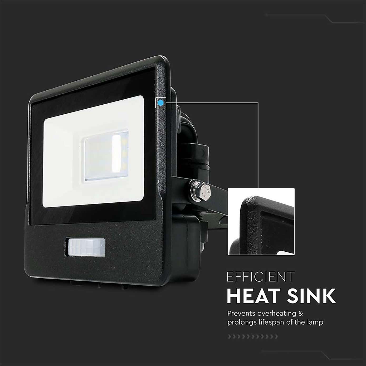 V-TAC 10W LED Floodlight Outdoor PIR Sensor Wall Light