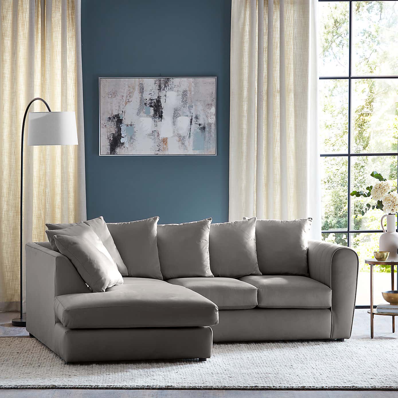 Blake Opulent Velvet Curved Quilted Arm Corner Sofa