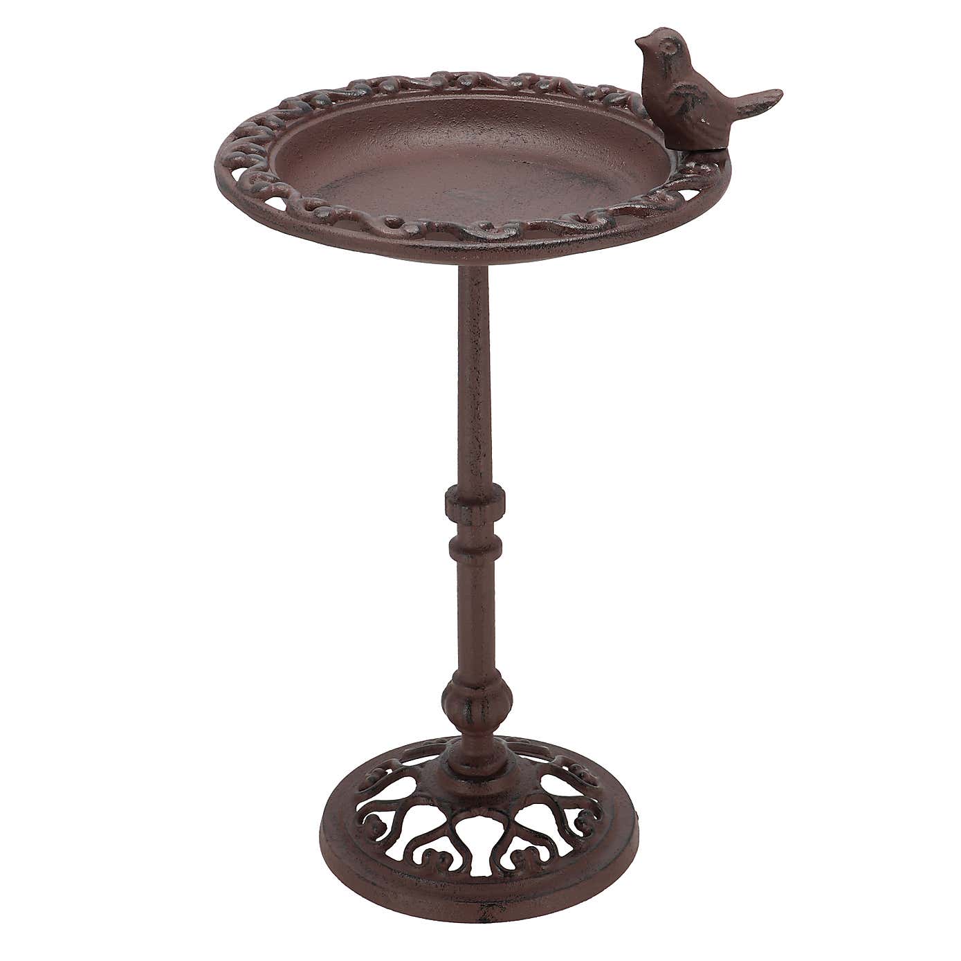 Fallen Fruits Standing Cast Iron Bird Bath with Bird