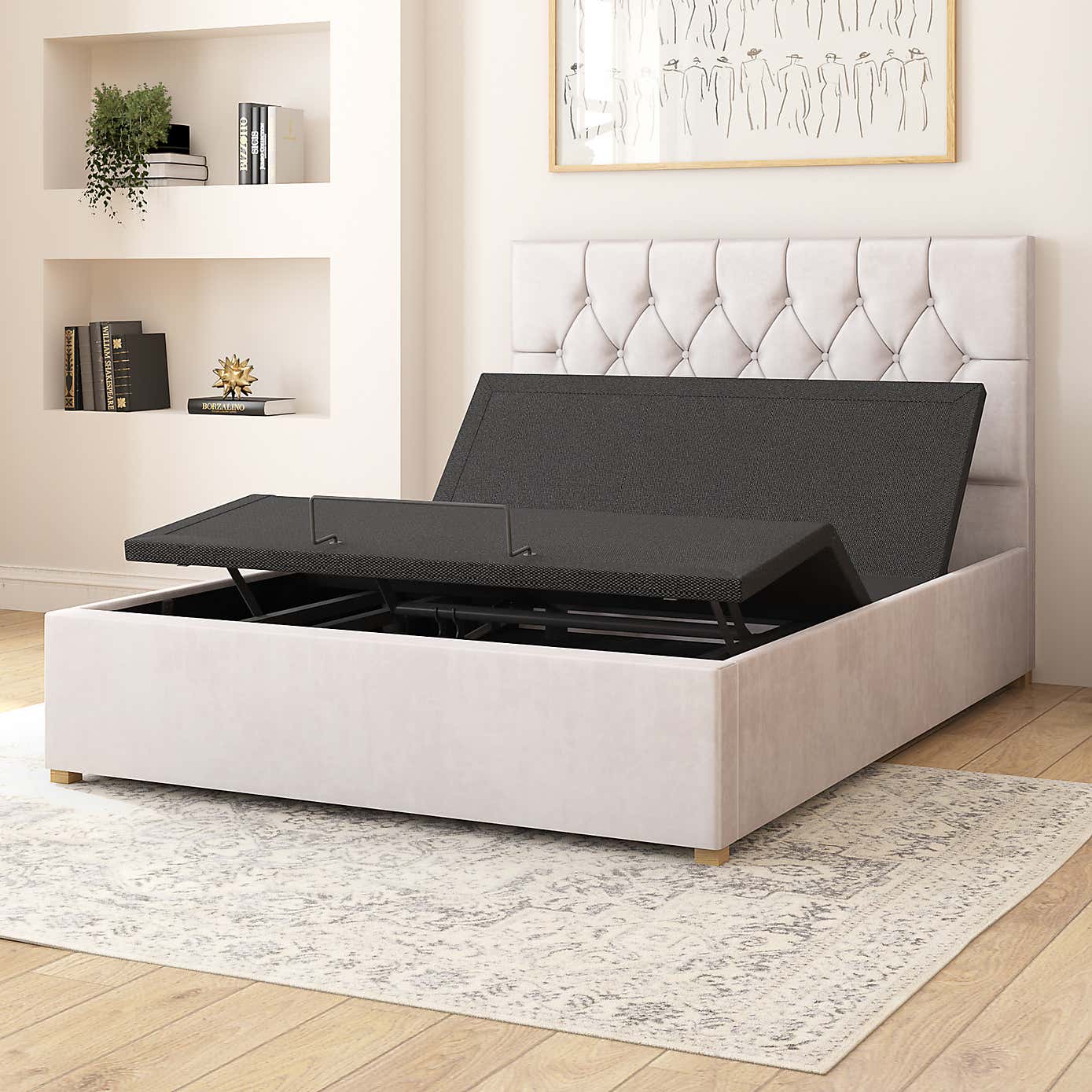 Olivier Plush Velvet Adjustable Bed
