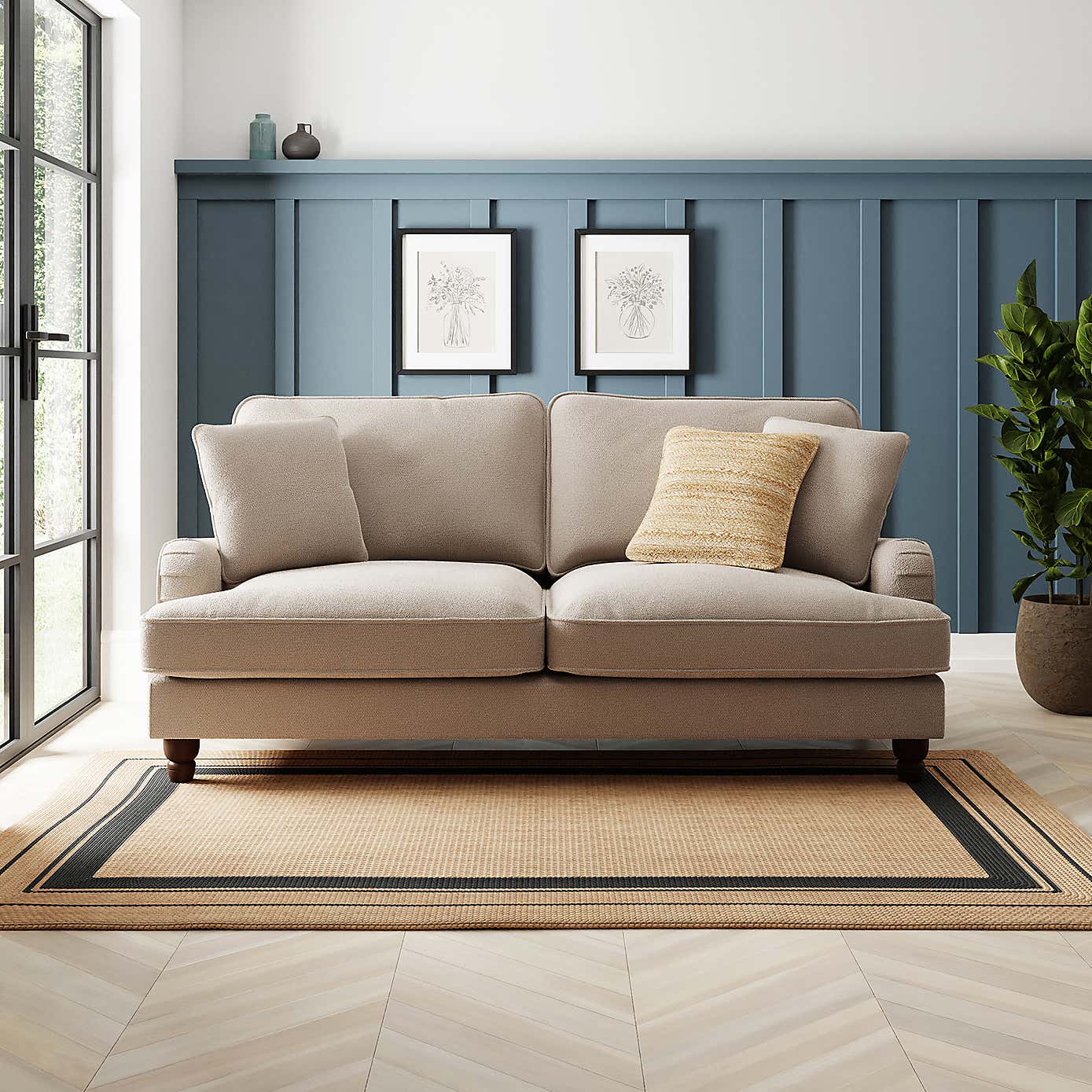 Beatrice Chunky Soft Chenille 3 Seater Double Sofa Bed