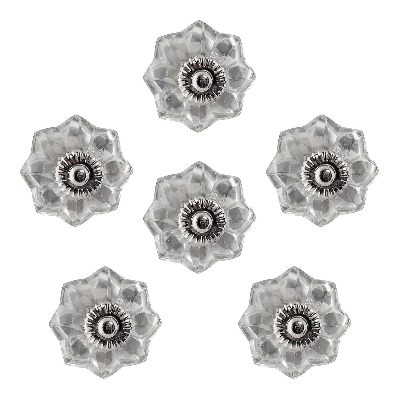 Set of 6 Nicola Spring Star Glass Cabinet Knobs