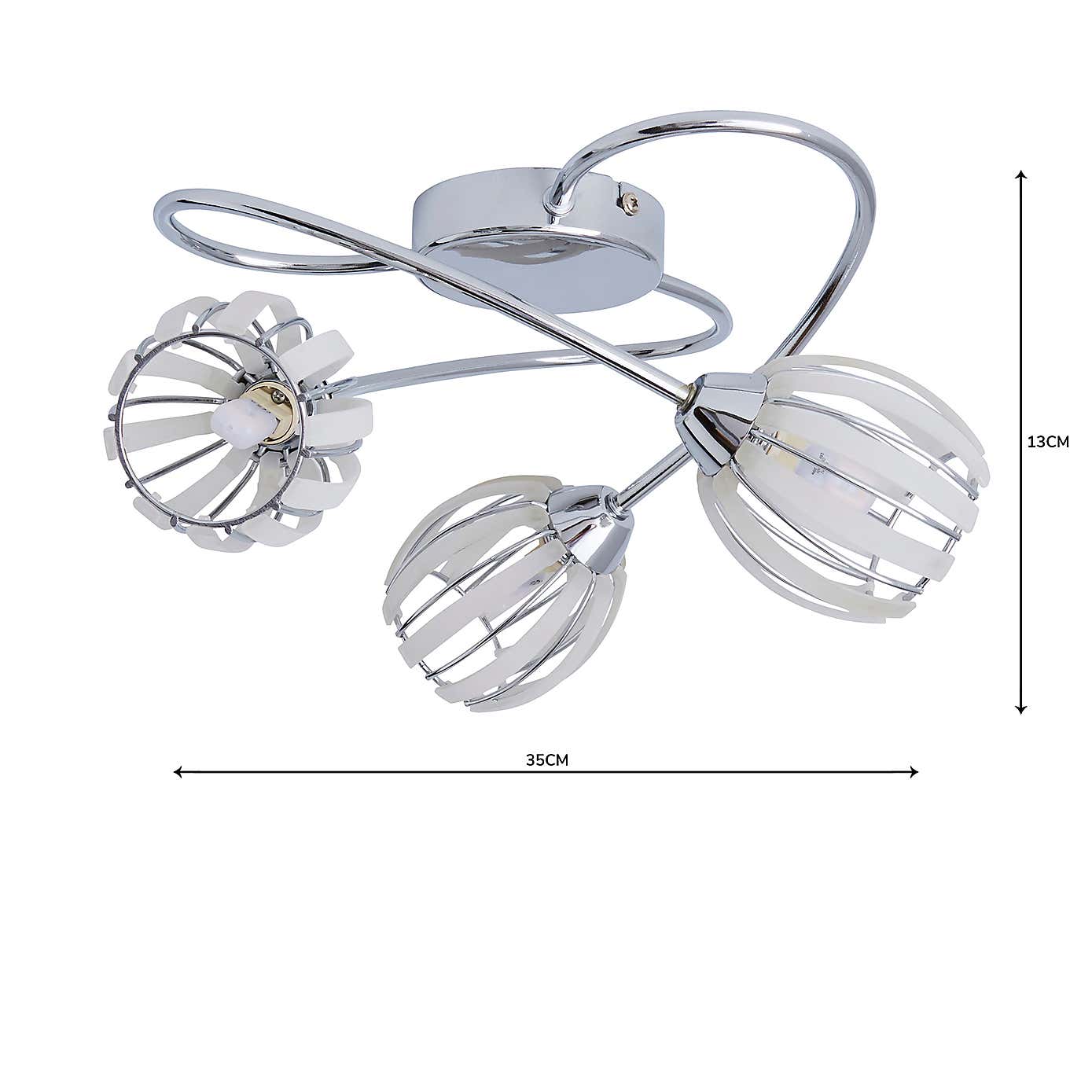 Rosa 3 Light Chrome Semi-Flush Ceiling Fitting