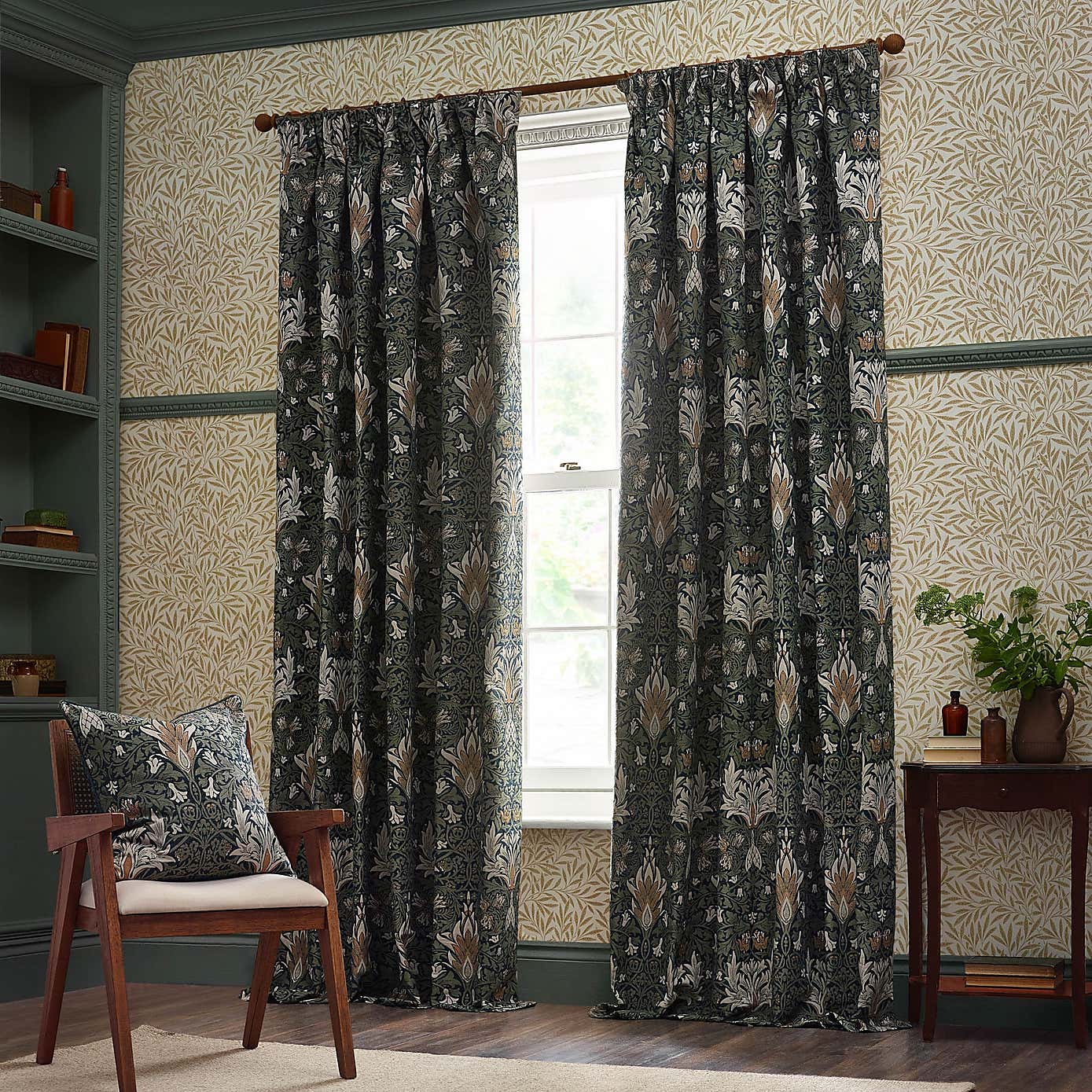 Morris & Co. Snakeshead Jacquard Pencil Pleat Curtains