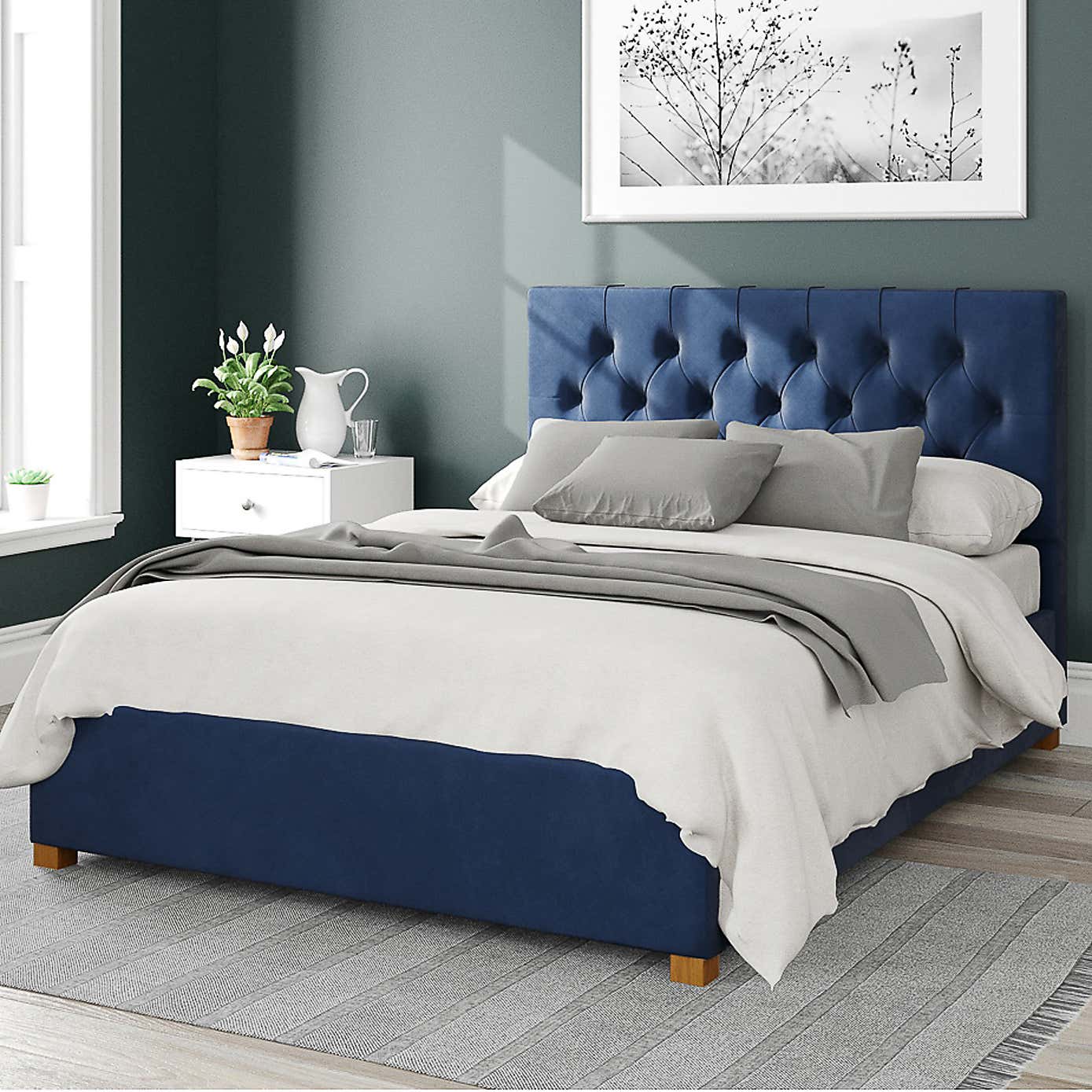 Olivier Plush Velvet Ottoman Bed