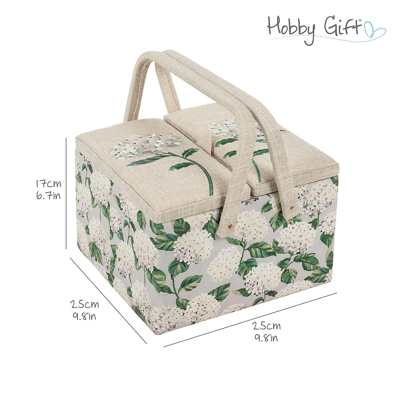 Hobby Gift Hydrangea Large Square TwinLid Sewing Basket