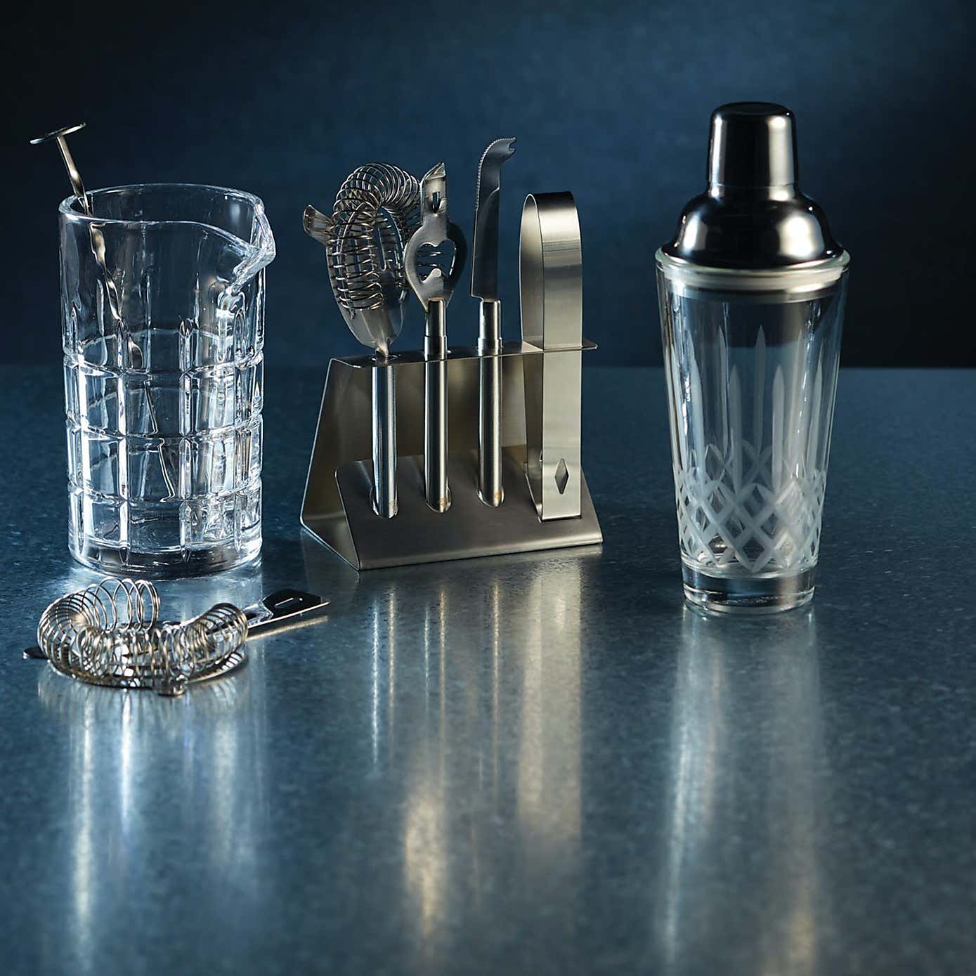 BarCraft Cut Glass 500ml Cocktail Mixing Set