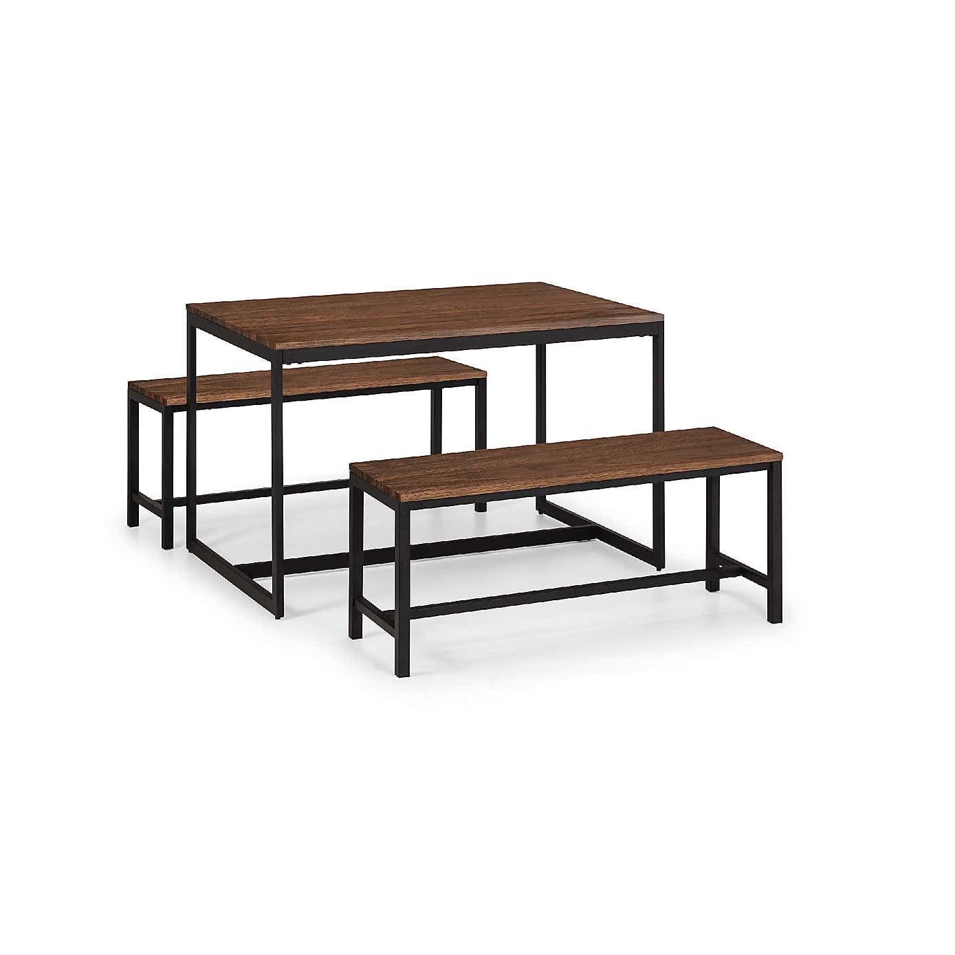 Tribeca Rectangular Walnut Dining Table with 2 Tribeca Benches