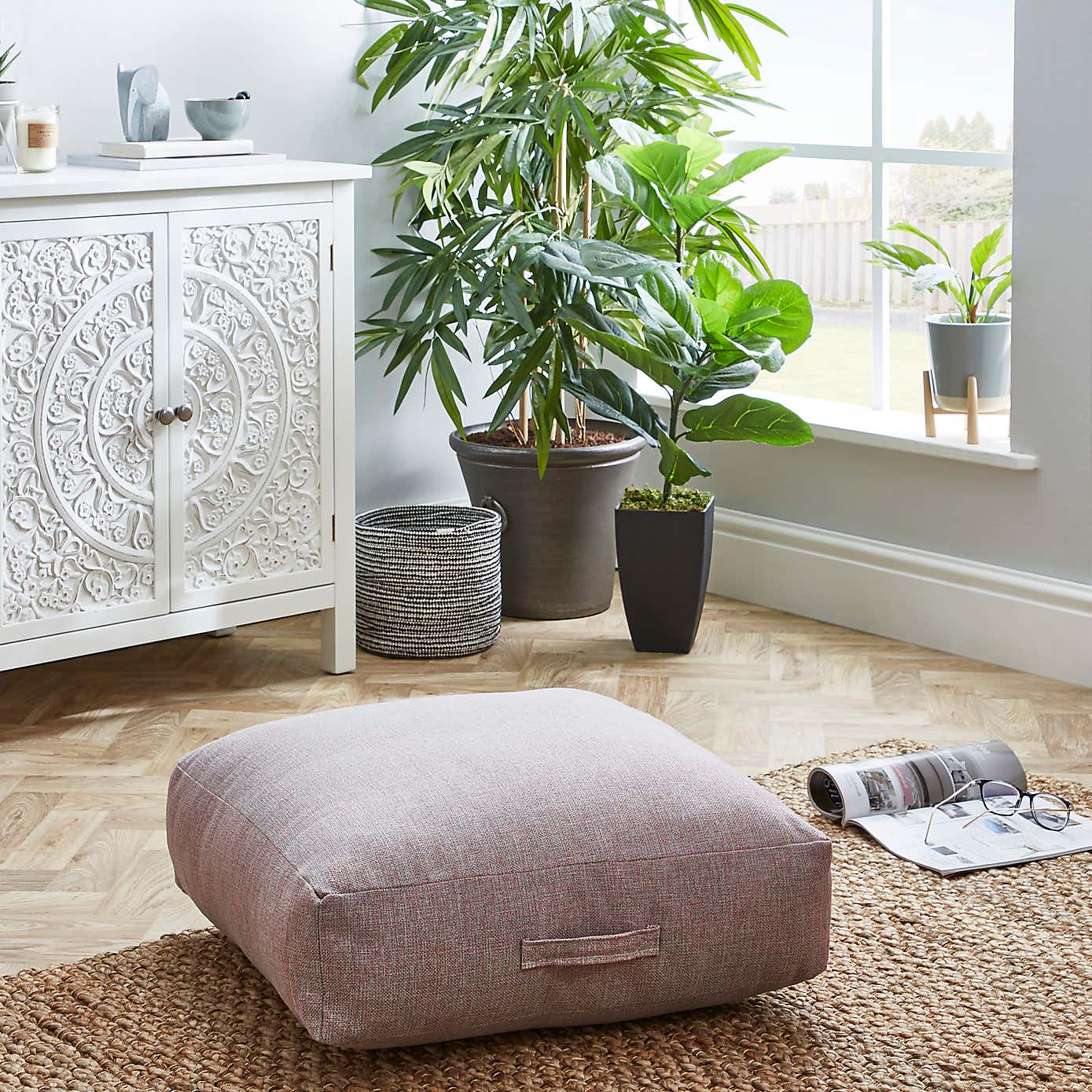 Linen Look Slub Floor Cushion