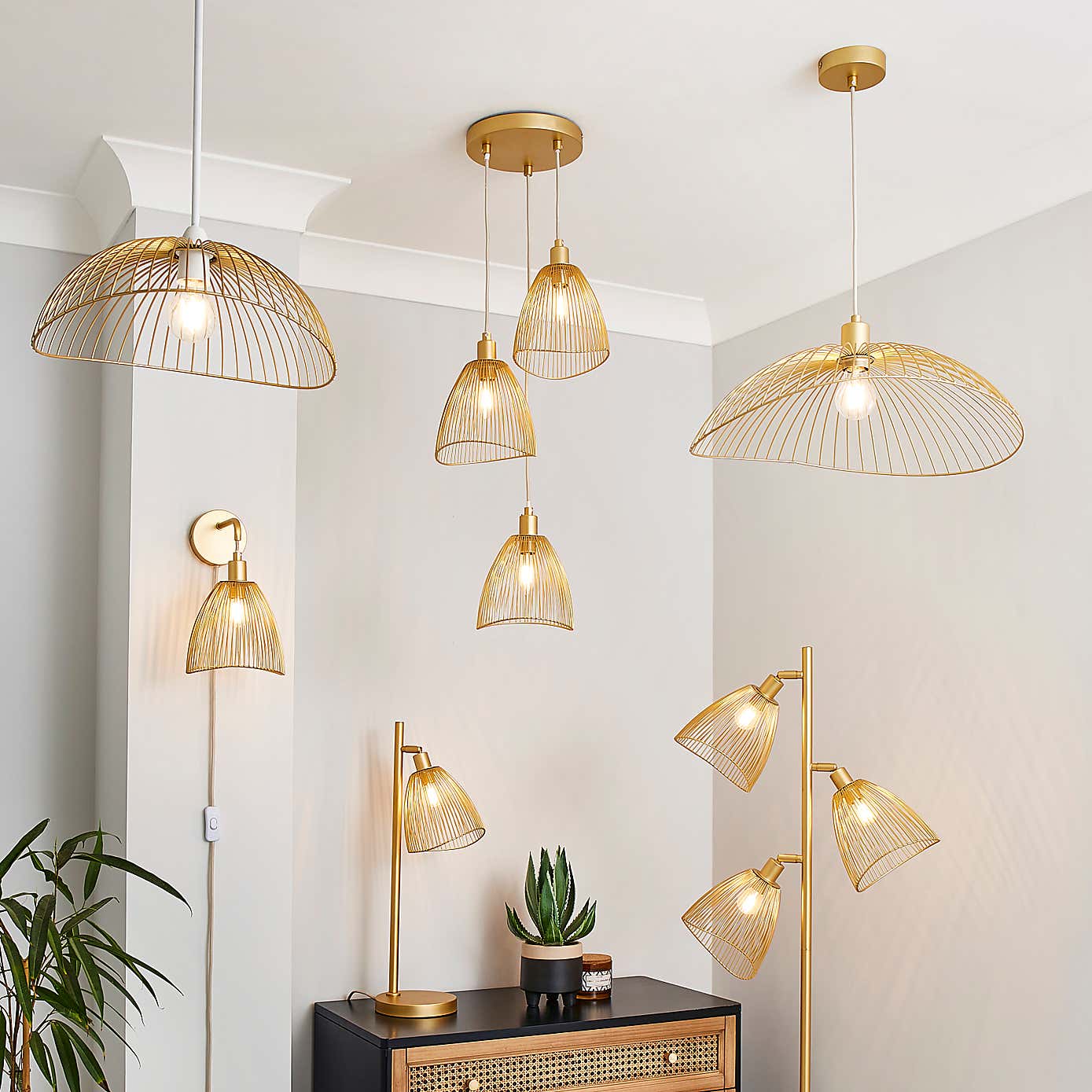 Elements Jaula Rattan Ceiling Fitting