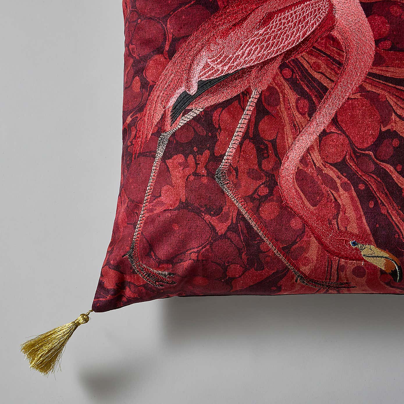 Flamingo Embroidery Cushion Magenta